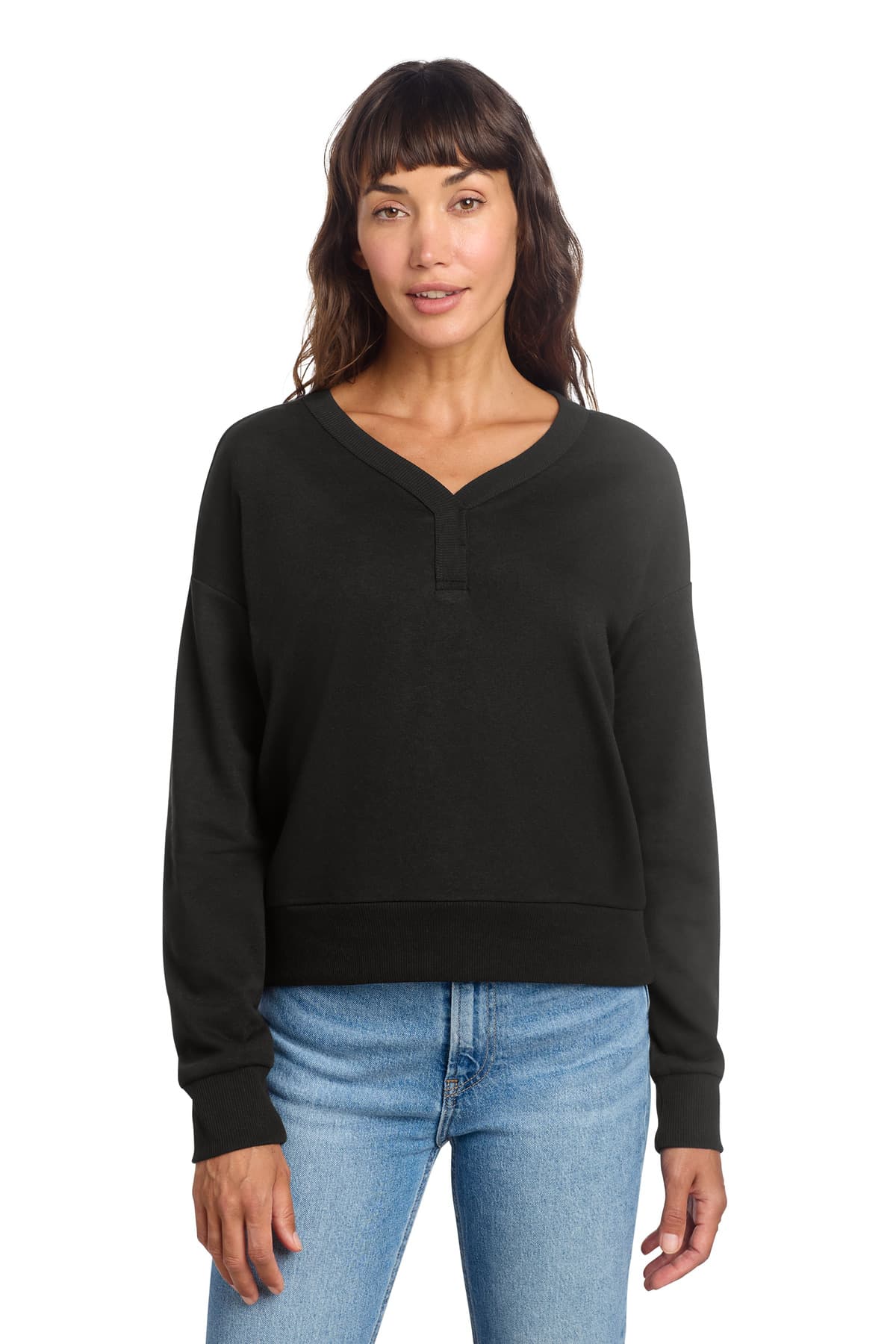 District ® Women's Perfect Tri ® Fleece V-Neck Sweatshirt — Black