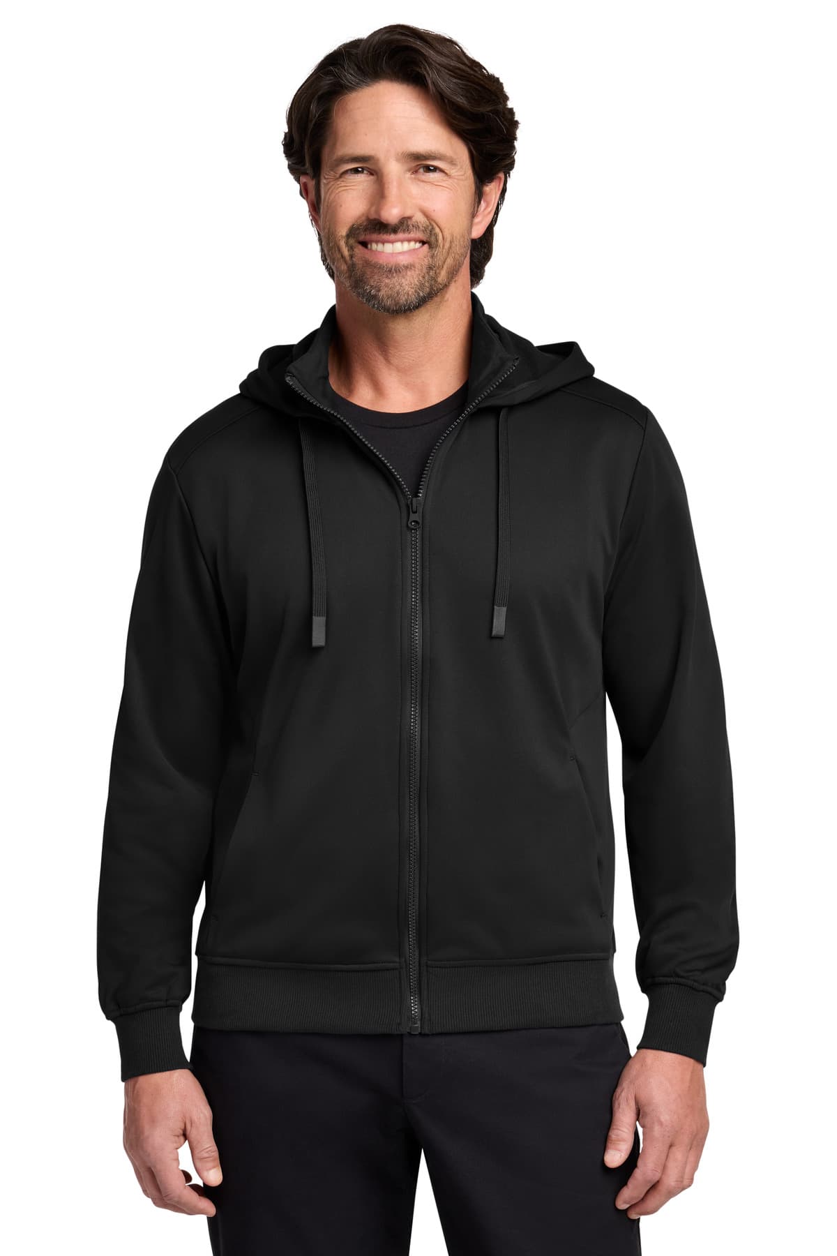 Port Authority ® Smooth Fleece Hooded Jacket — Deep Black