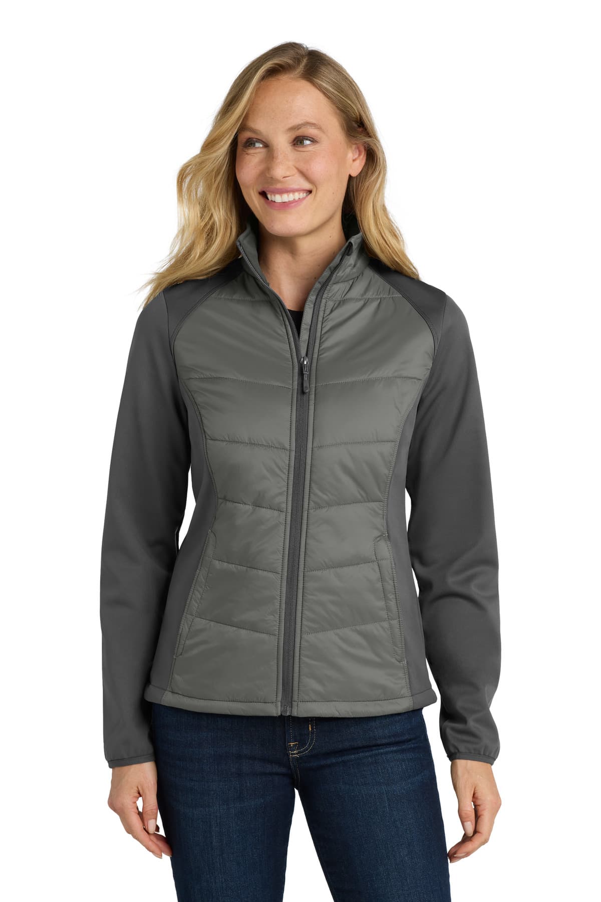 Port Authority ® Women's Hybrid Soft Shell Jacket — Smoke Grey/ Grey Steel