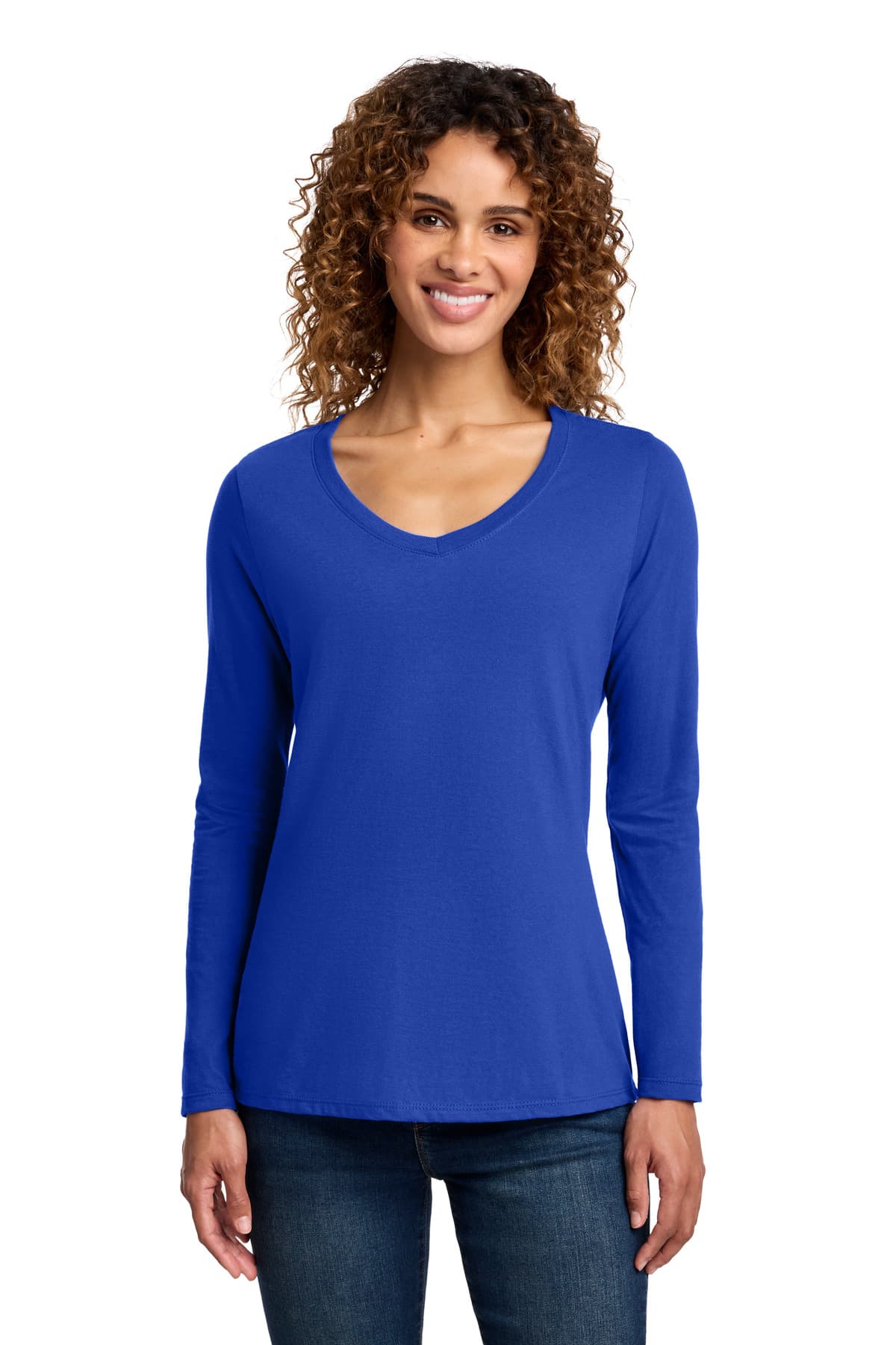 Port & Co  Women's Long Sleeve Fan Favorite V-Neck Tee
