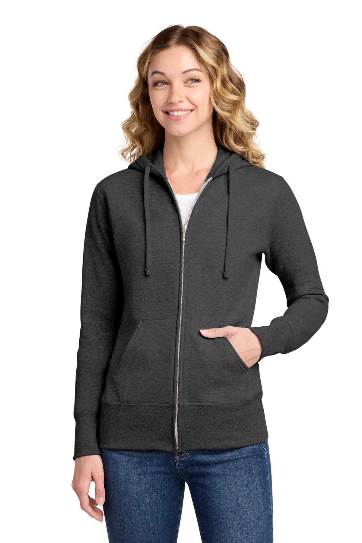 Port & Co  Women's Core Fleece Full-Zip Hooded Sweatshirt