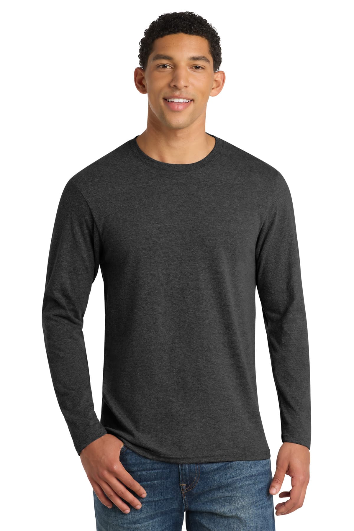 Port & Co  Long Sleeve Fan Favorite  Blend Tee — Black Heather