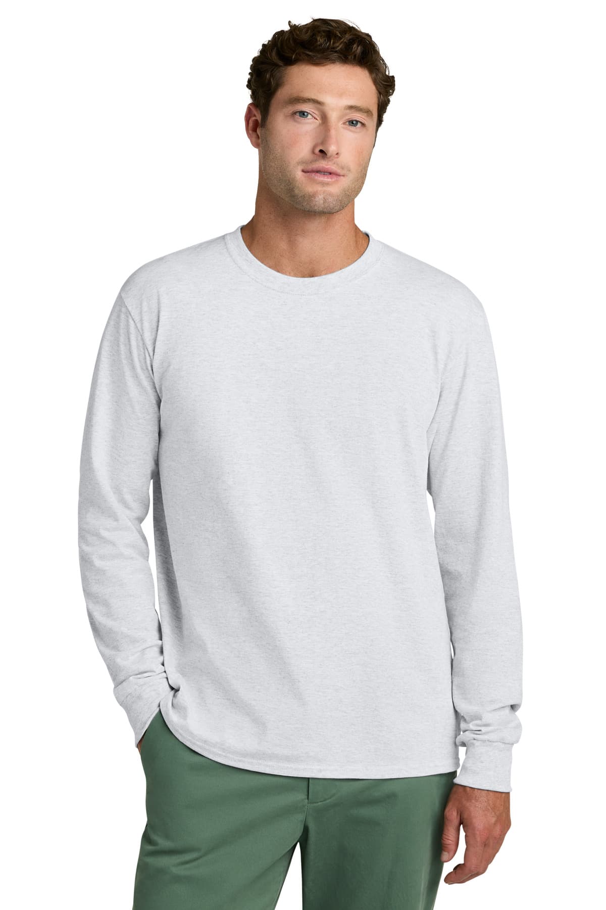 Port & Co  Long Sleeve Core Cotton Tee — Ash