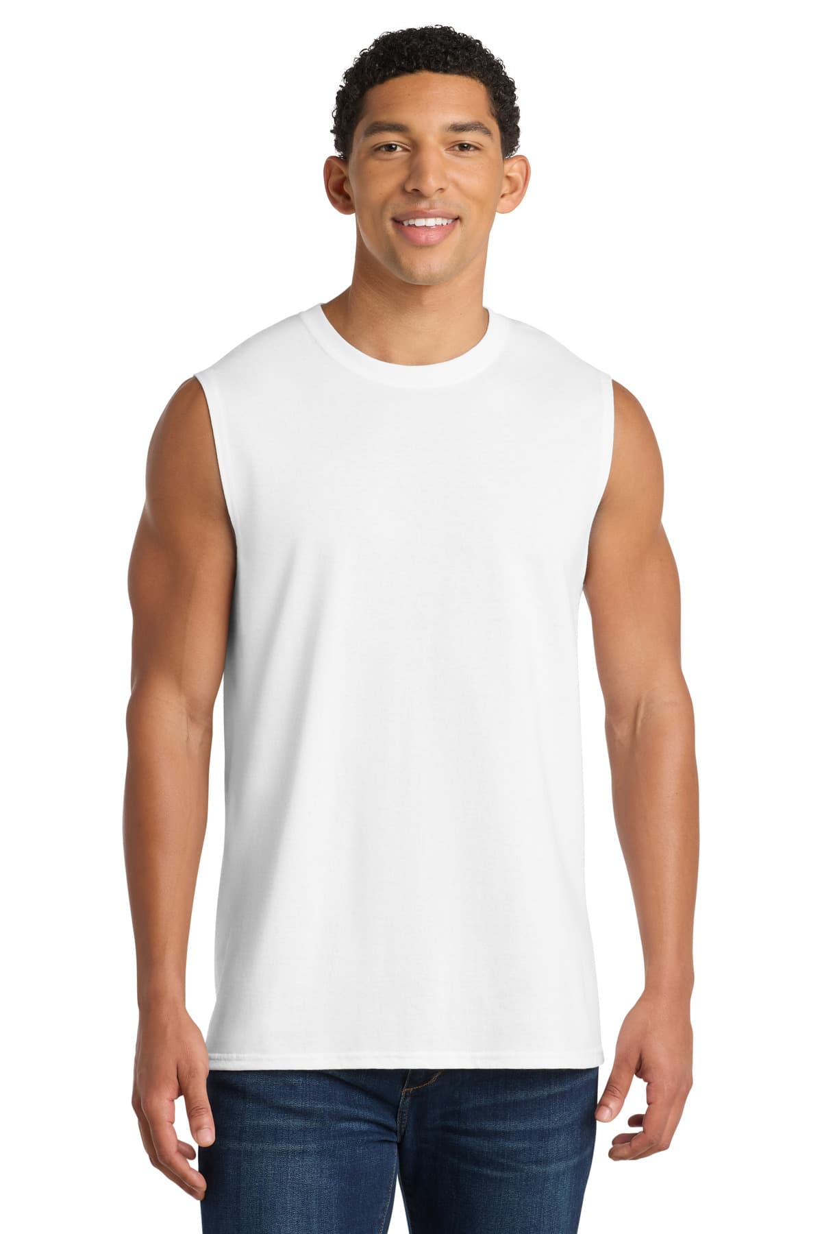 Port & Co  Core Cotton Sleeveless Tee — White