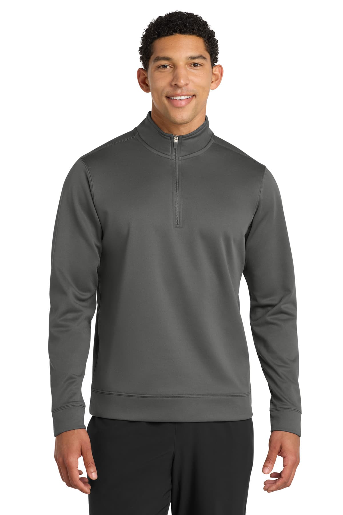 Port & Co  Performance Fleece 1/4-Zip Pullover Sweatshirt — Charcoal