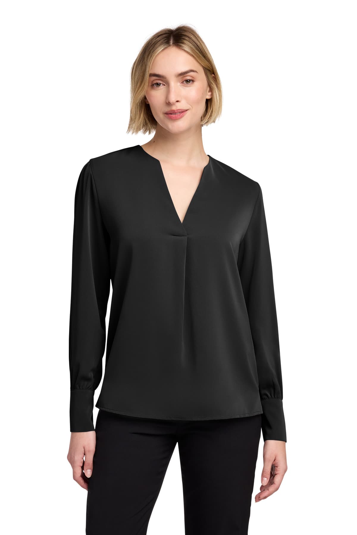 Brooks Brothers ® Women's Open-Neck Satin Blouse — Deep Black