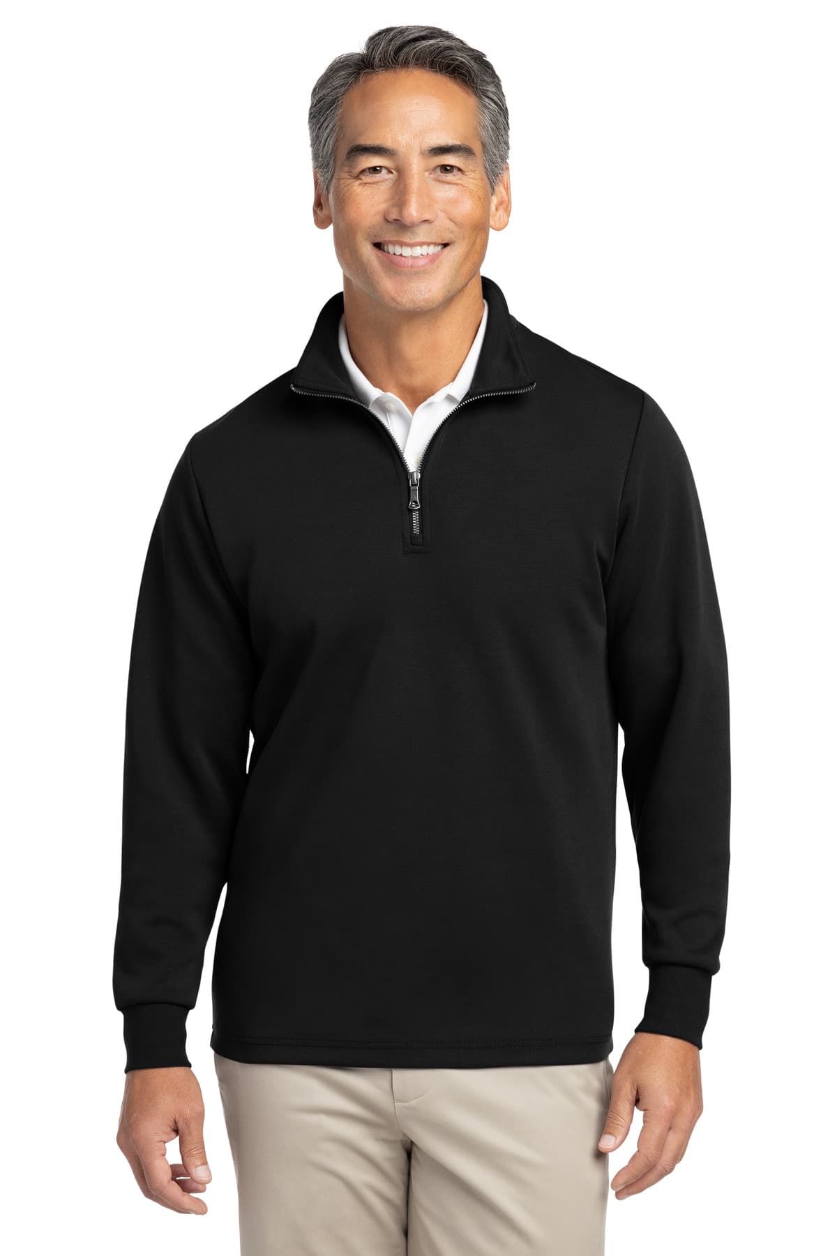 Brooks Brothers ® Double-Knit 1/4-Zip — Deep Black