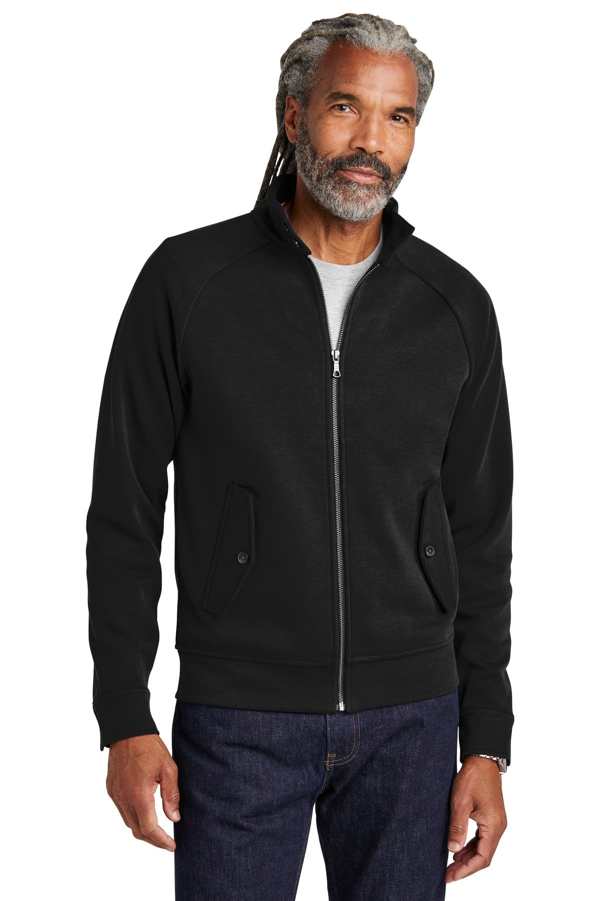Brooks Brothers ® Double-Knit Full-Zip — Deep Black