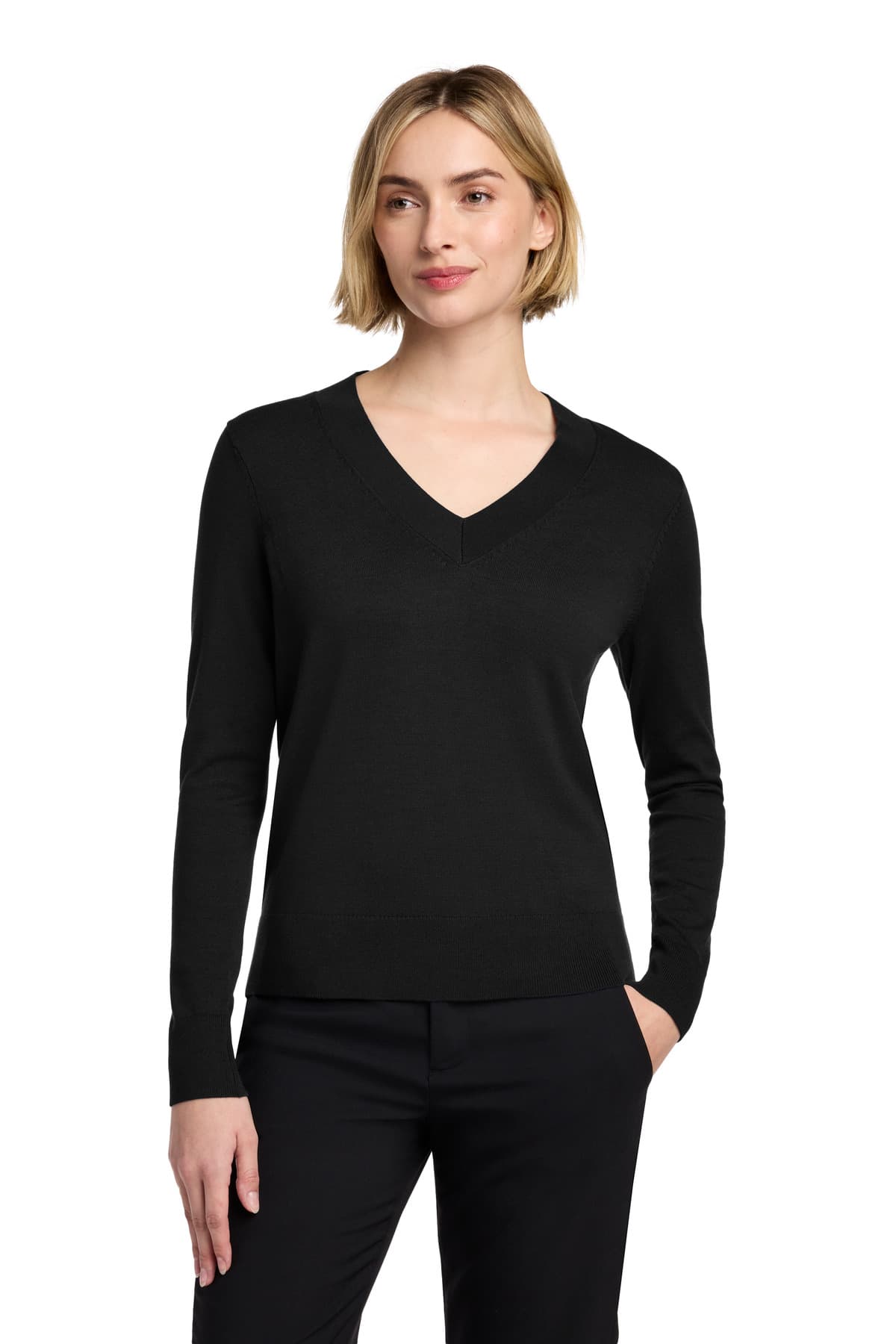 Brooks Brothers ® Women's Cotton Stretch V-Neck Sweater — Deep Black