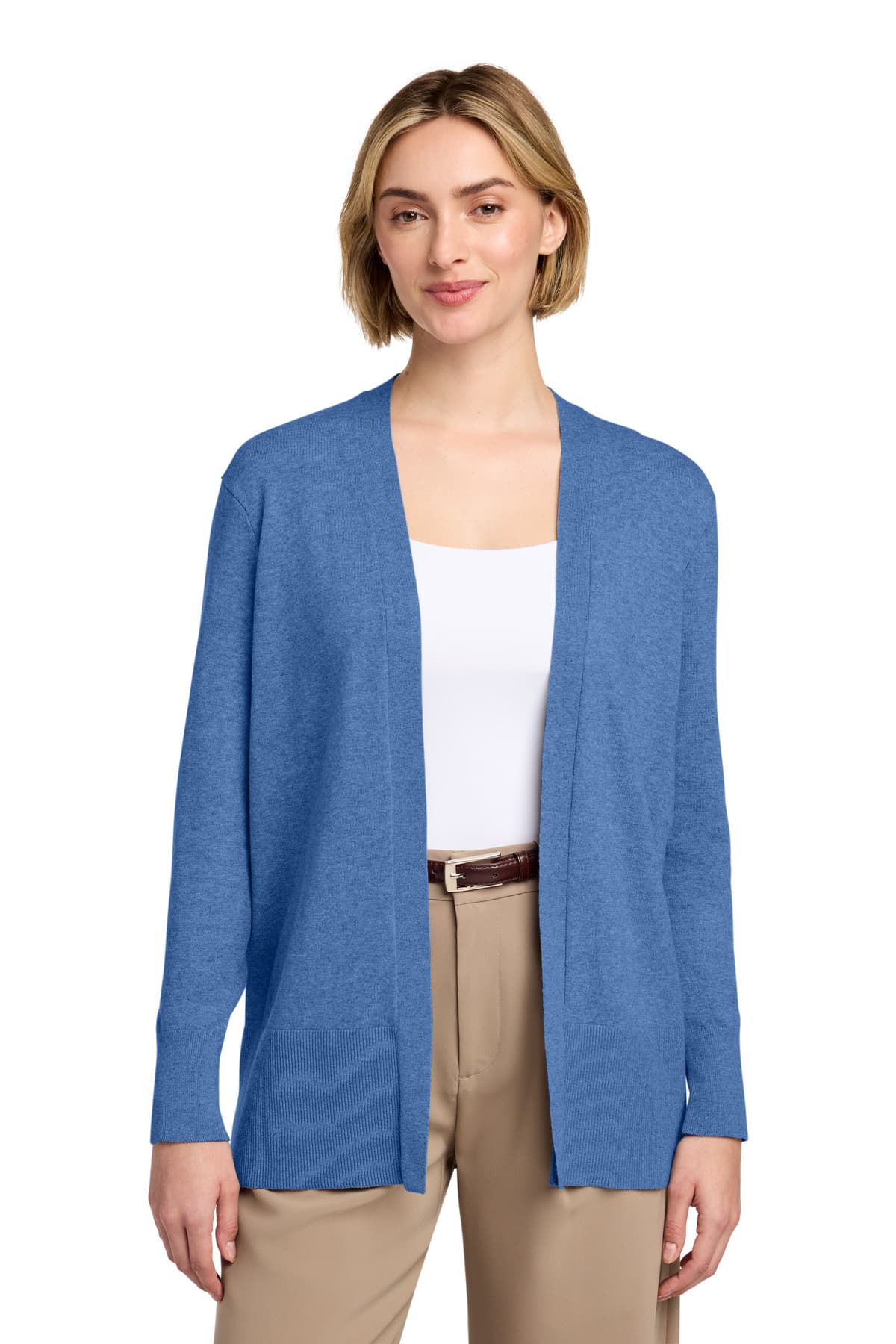 Brooks Brothers ® Women's Cotton Stretch Long Cardigan Sweater — Charter Blue Heather