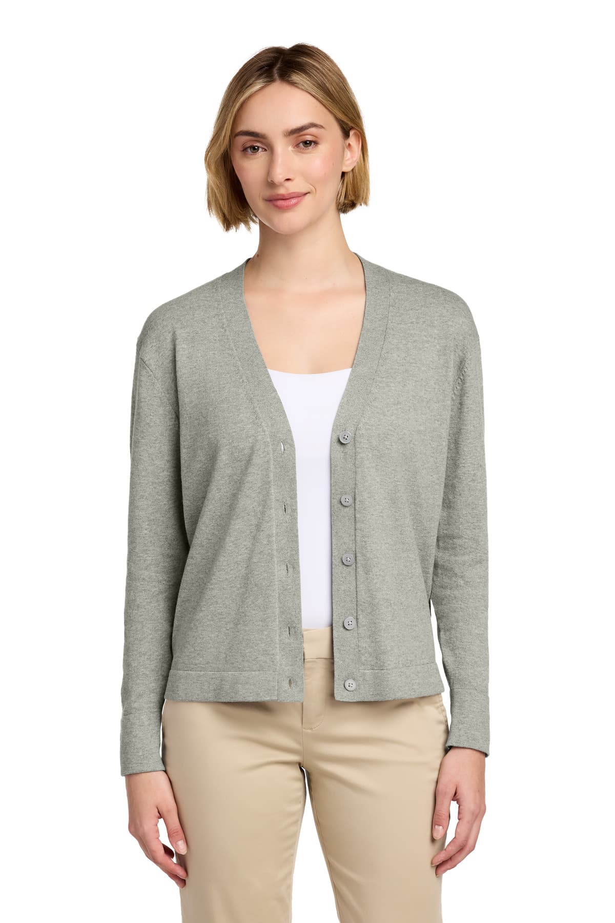 Brooks Brothers ® Women's Cotton Stretch Cardigan Sweater — Light Shadow Grey Heather