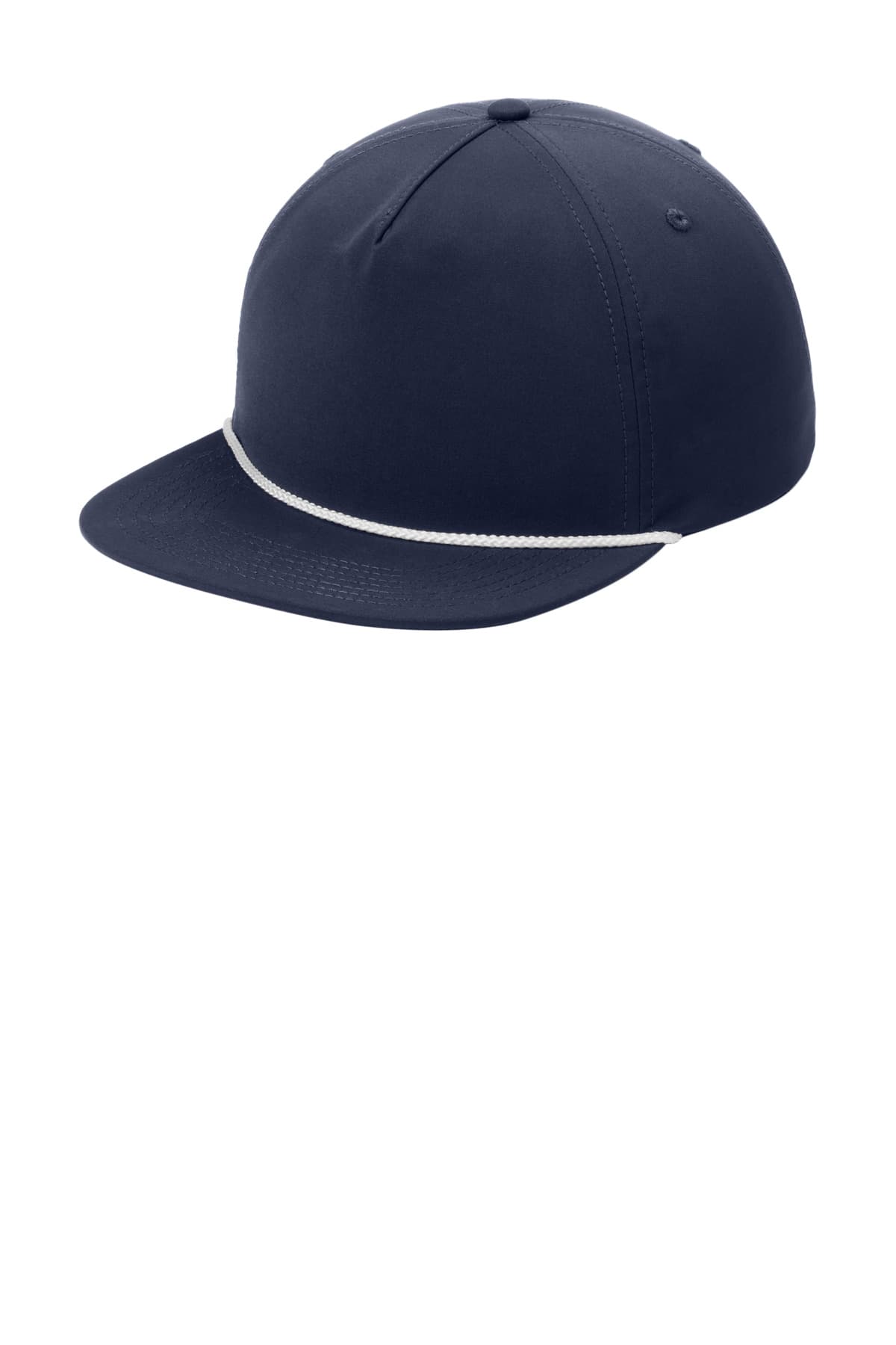 Port Authority ® 5-Panel Poly Rope Cap — River Blue Navy/ White