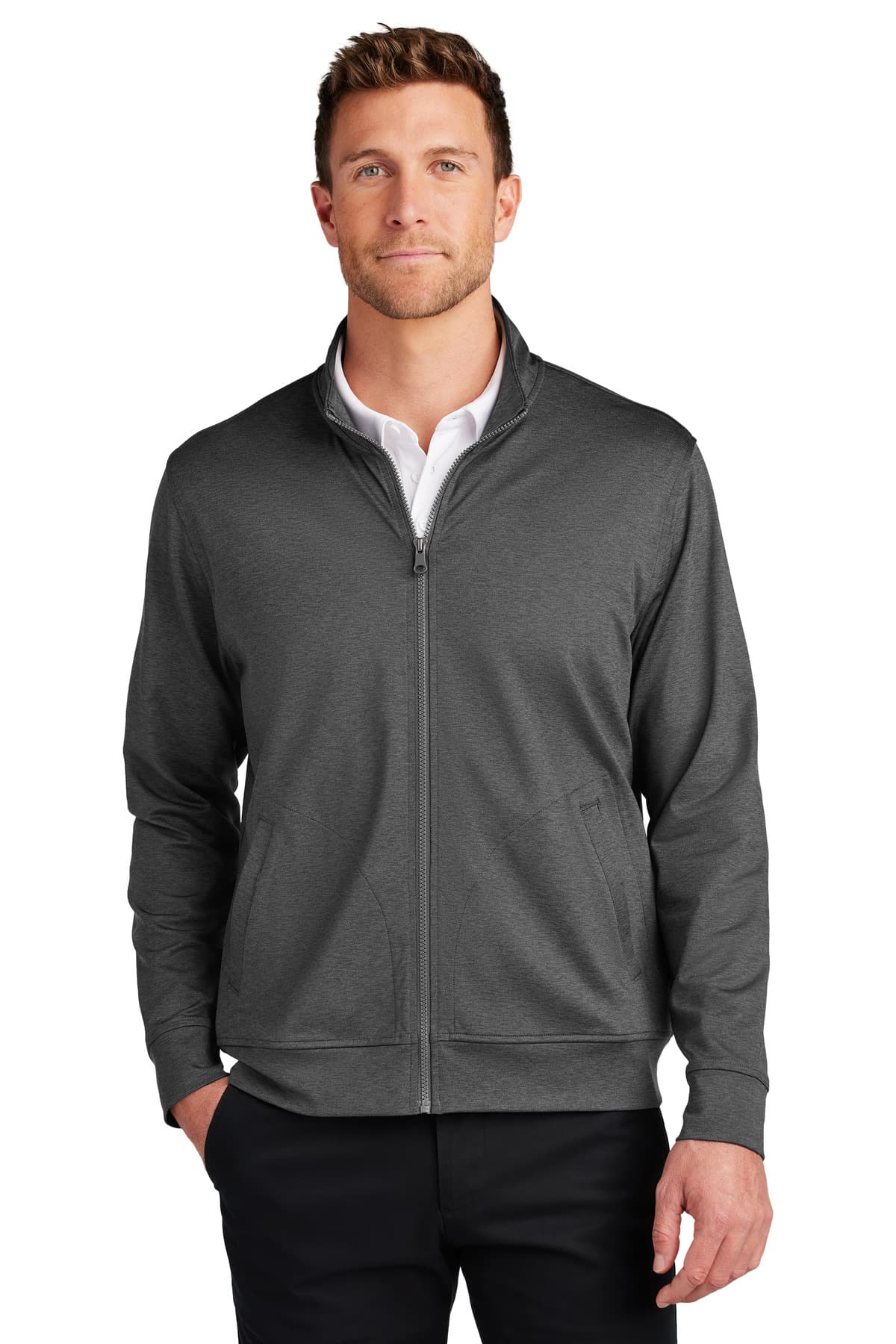 Port Authority ® C-FREE ® Double Knit Full-Zip — Grey Steel Heather