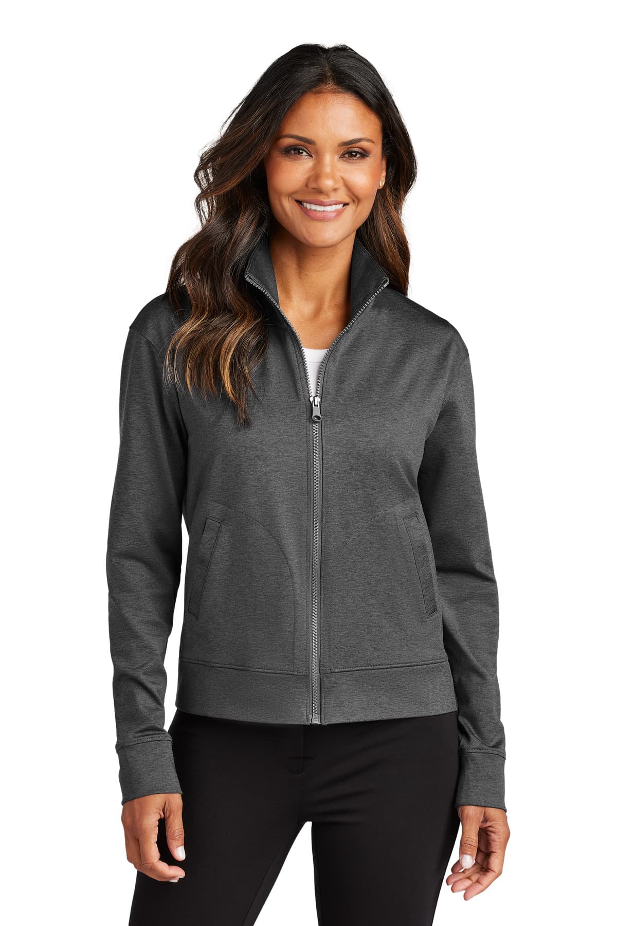 Port Authority ® Women's C-FREE ® Double Knit Full-Zip — Grey Steel Heather