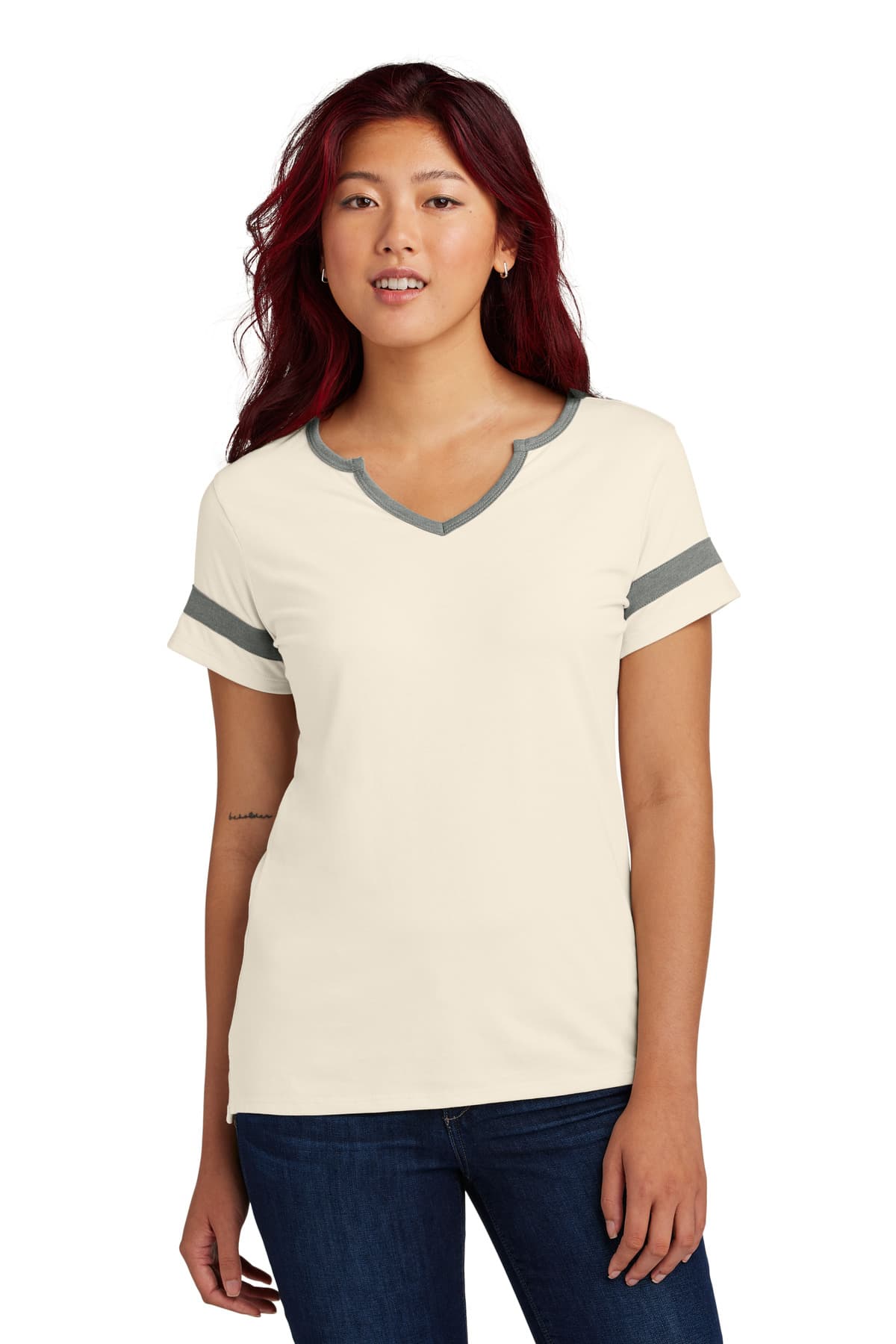 Sport-Tek ® Women's Halftime Notch Neck Tee — Ecru/ Vintage Heather