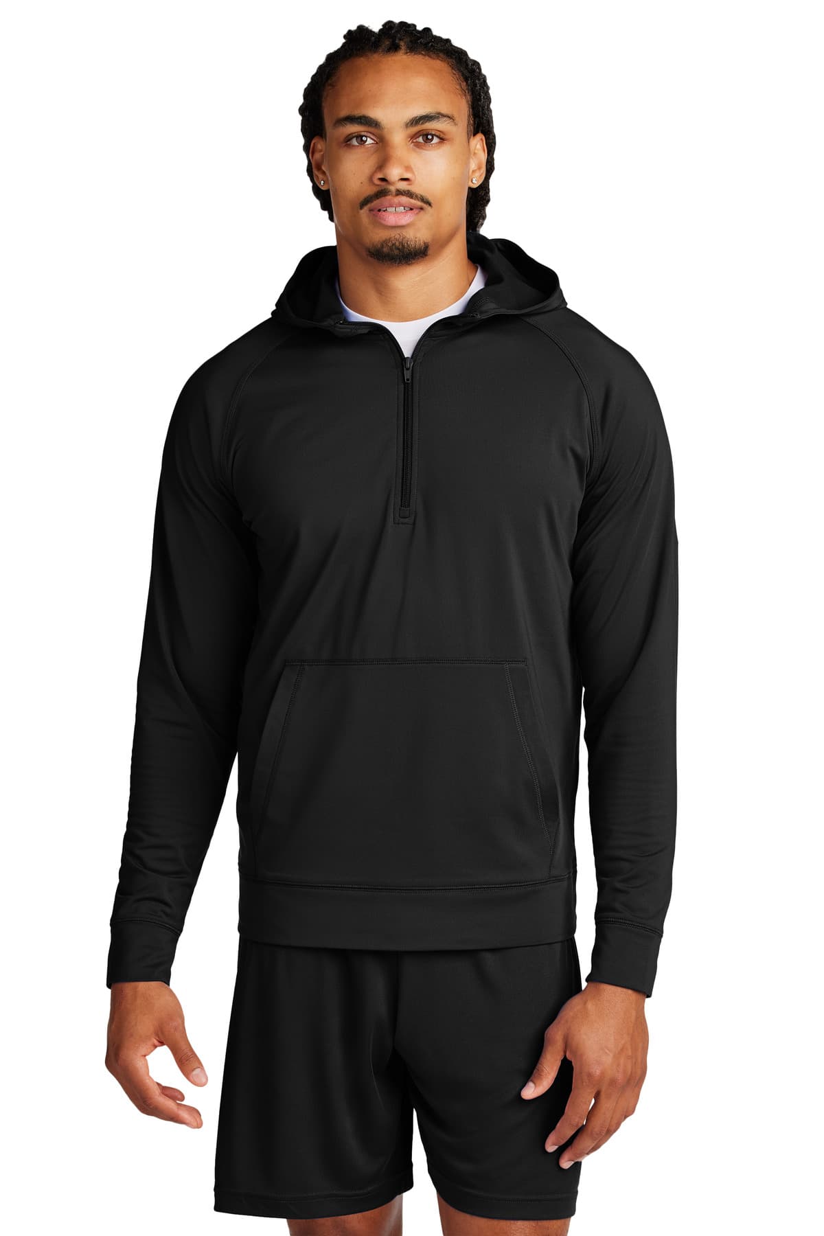 Sport-Tek ® Sport-Wick ® Stretch 1/2-Zip Hoodie — Black