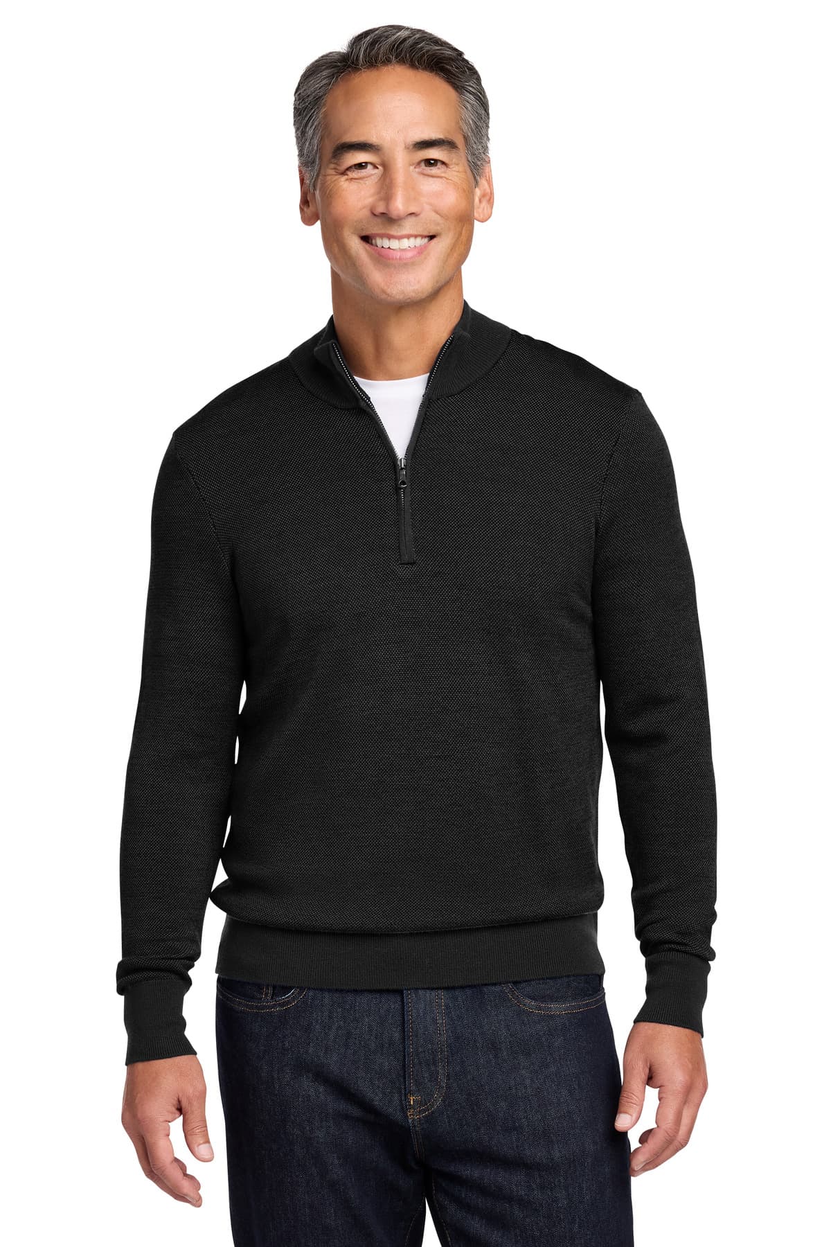 Brooks Brothers ® Washable Merino Birdseye 1/4-Zip Sweater