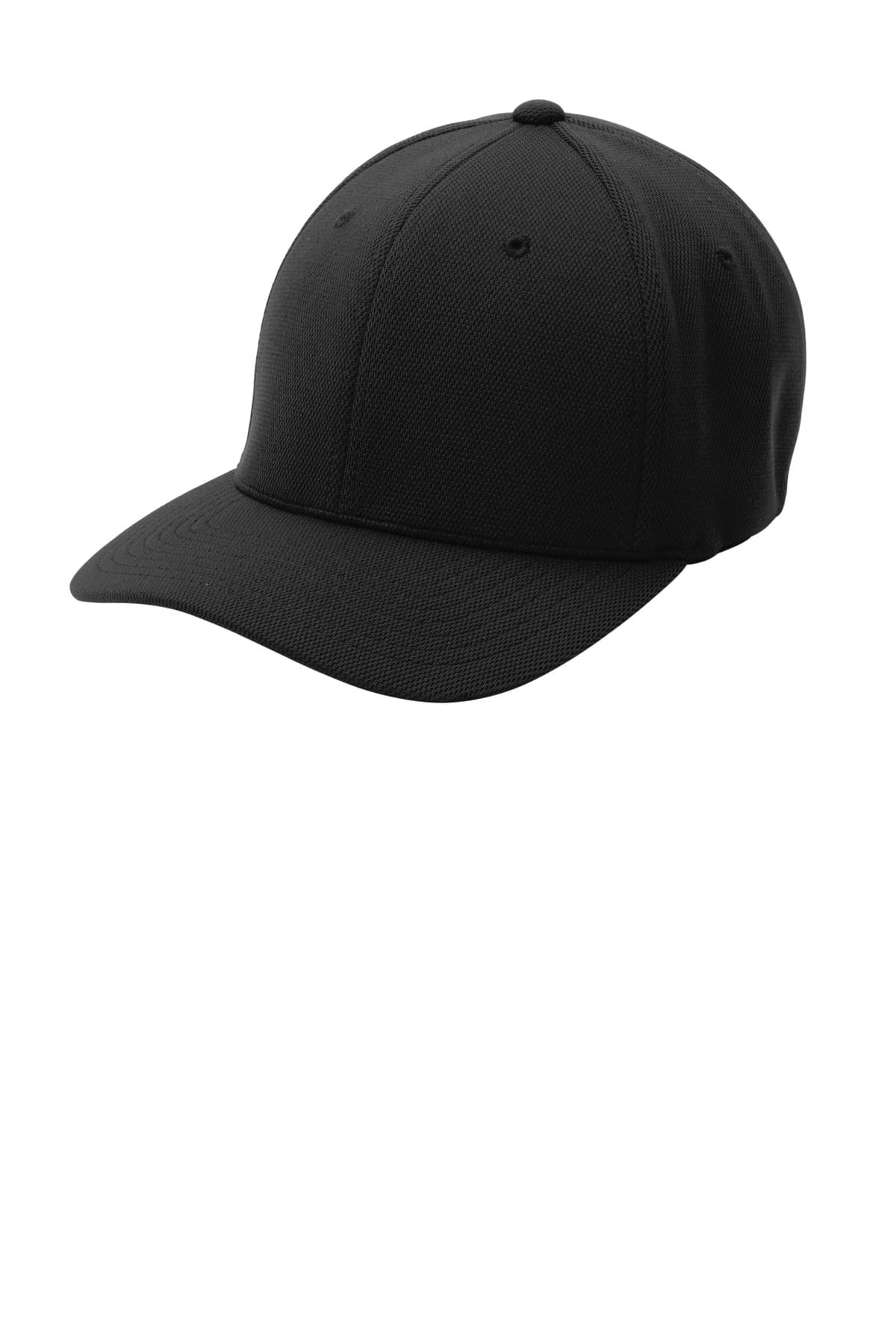 Sport-Tek ® Flexfit ® Cool & Dry Poly Block Mesh Cap — Black