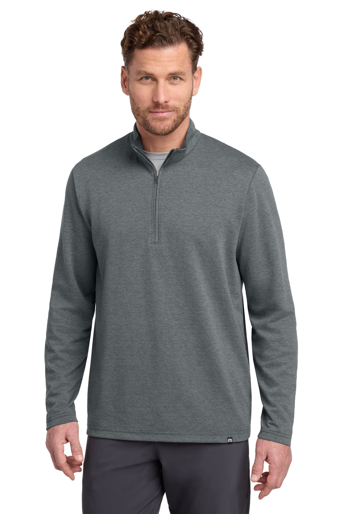 TravisMathew Coveside 1/4-Zip — Dark Grey Heather