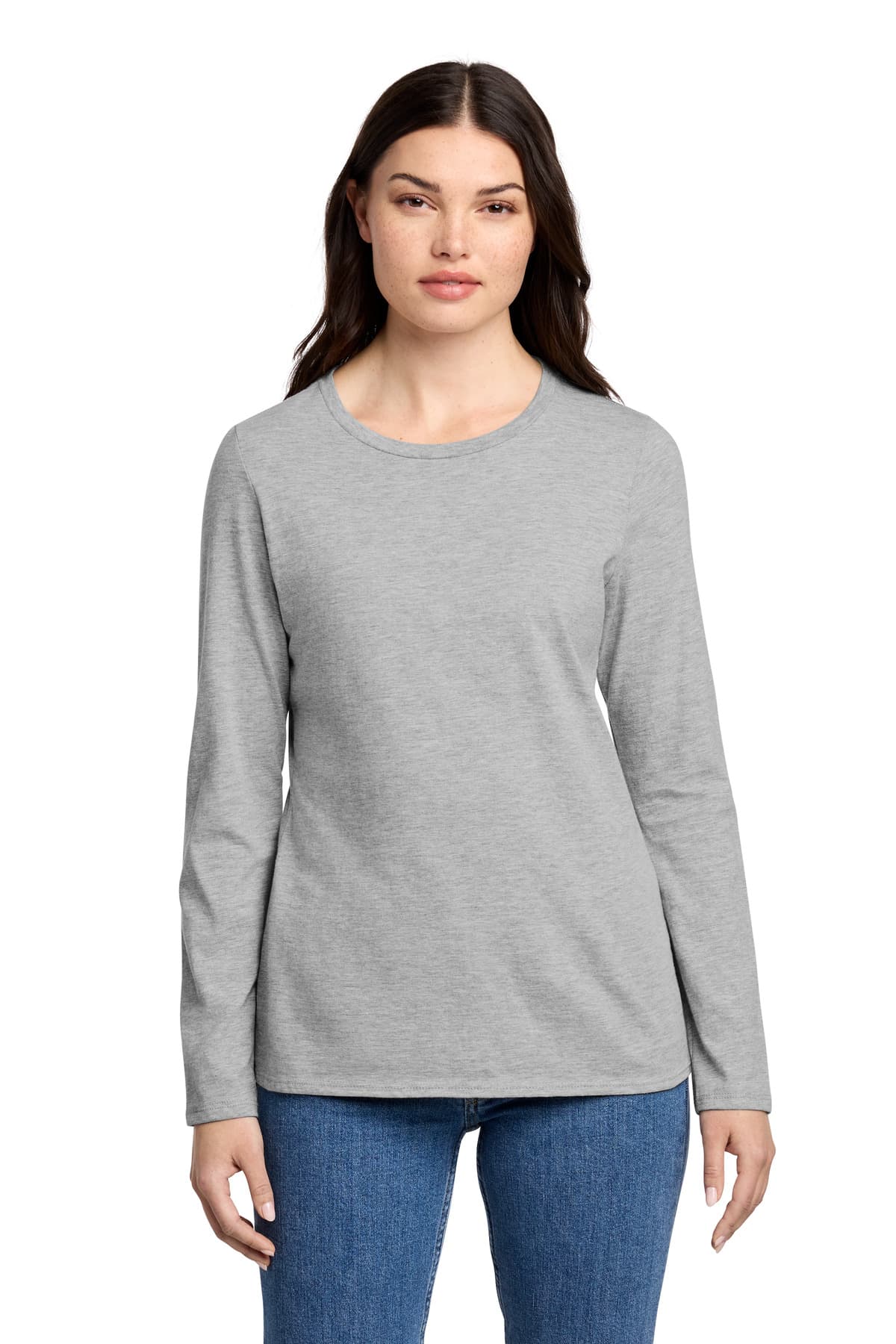 District ® Women's Perfect Blend ® CVC Long Sleeve Tee — Light Heather Grey