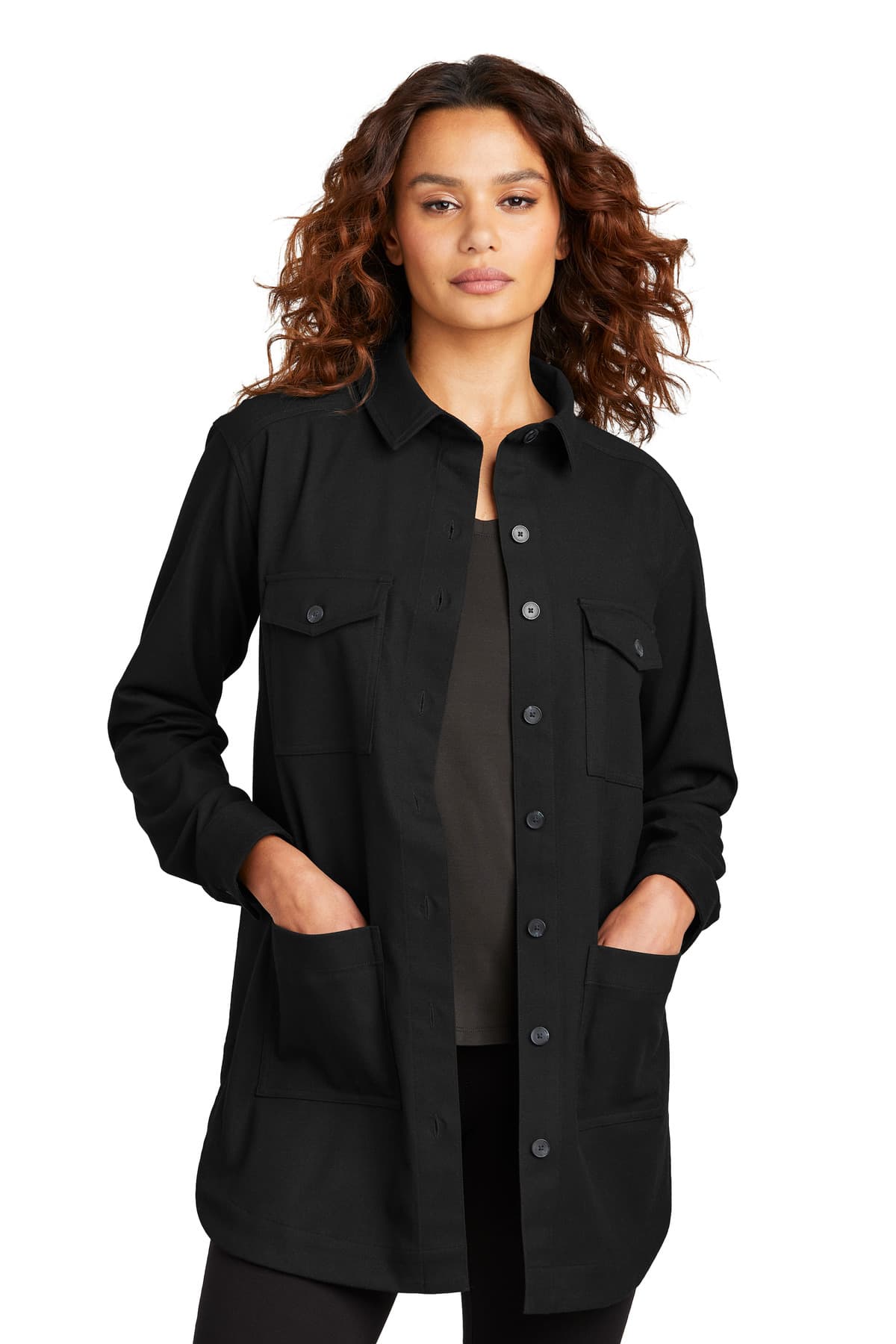 Mercer+Mettle ® Women's Long Sleeve Twill Overshirt — Deep Black