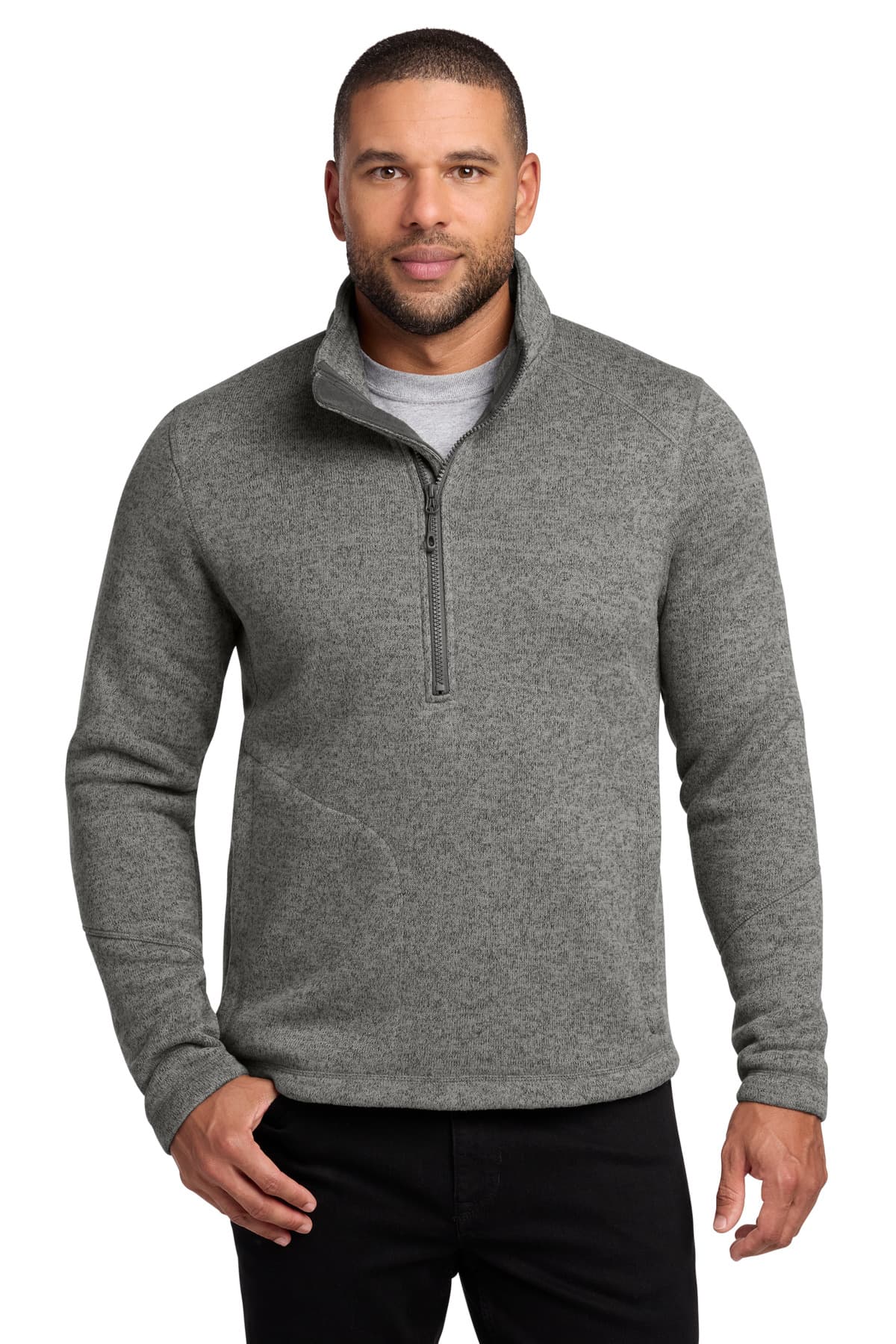 Port Authority ® Arc Sweater Fleece 1/4-Zip — Deep Smoke Heather