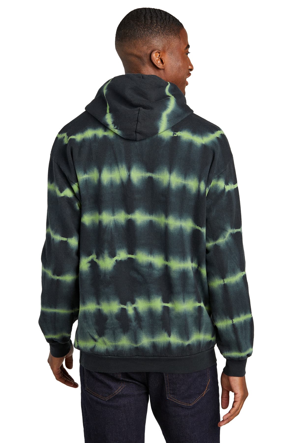 Port & Co  Allover Stripe Tie-Dye Fleece — Green Tea/ Black