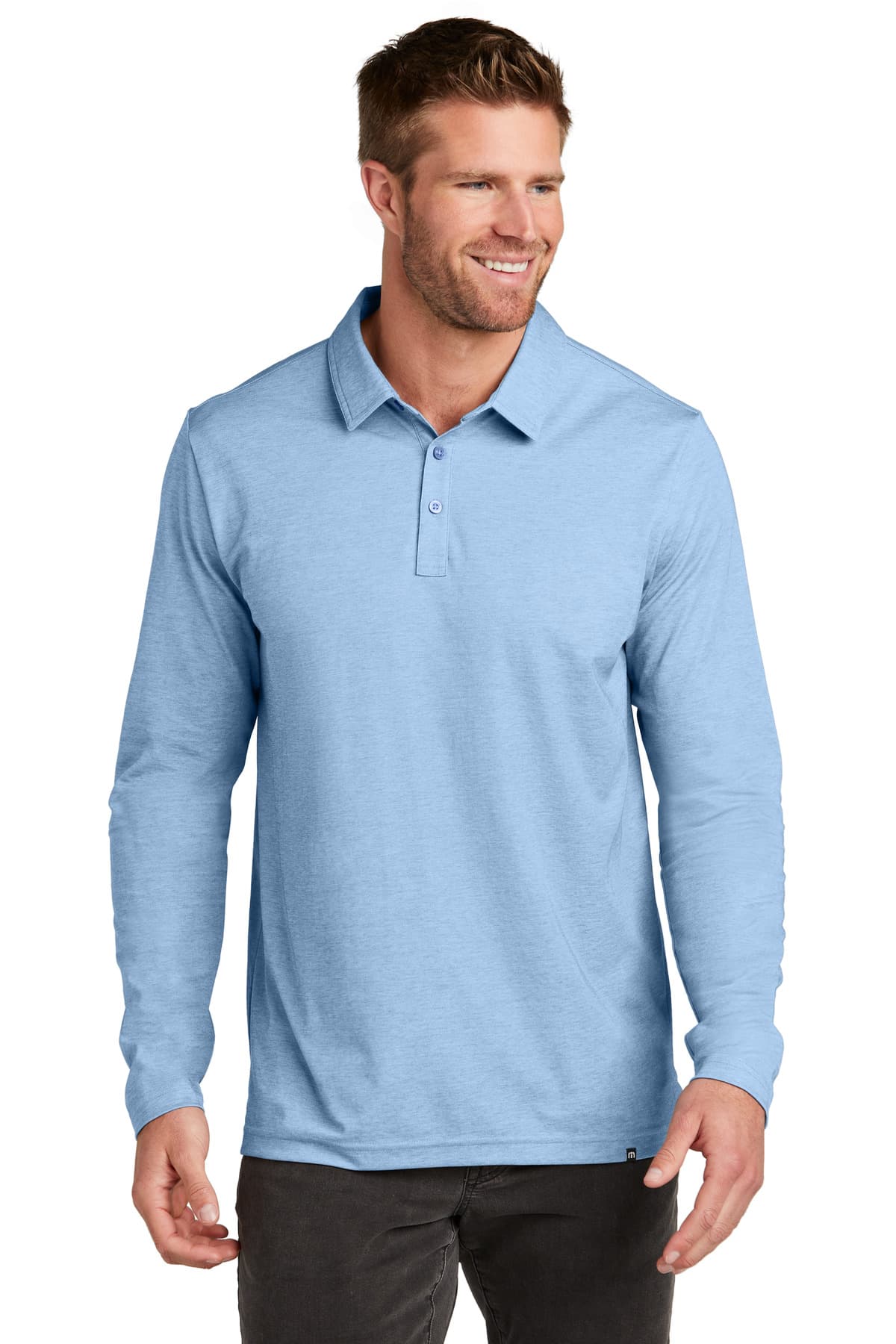 TravisMathew Oceanside Heather Long Sleeve Polo — Allure Heather
