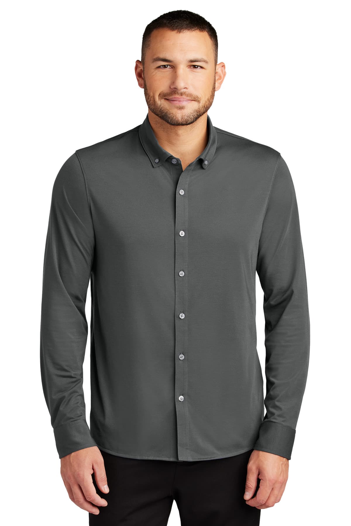 Mercer+Mettle ® Stretch Jersey Long Sleeve Shirt — Anchor Grey