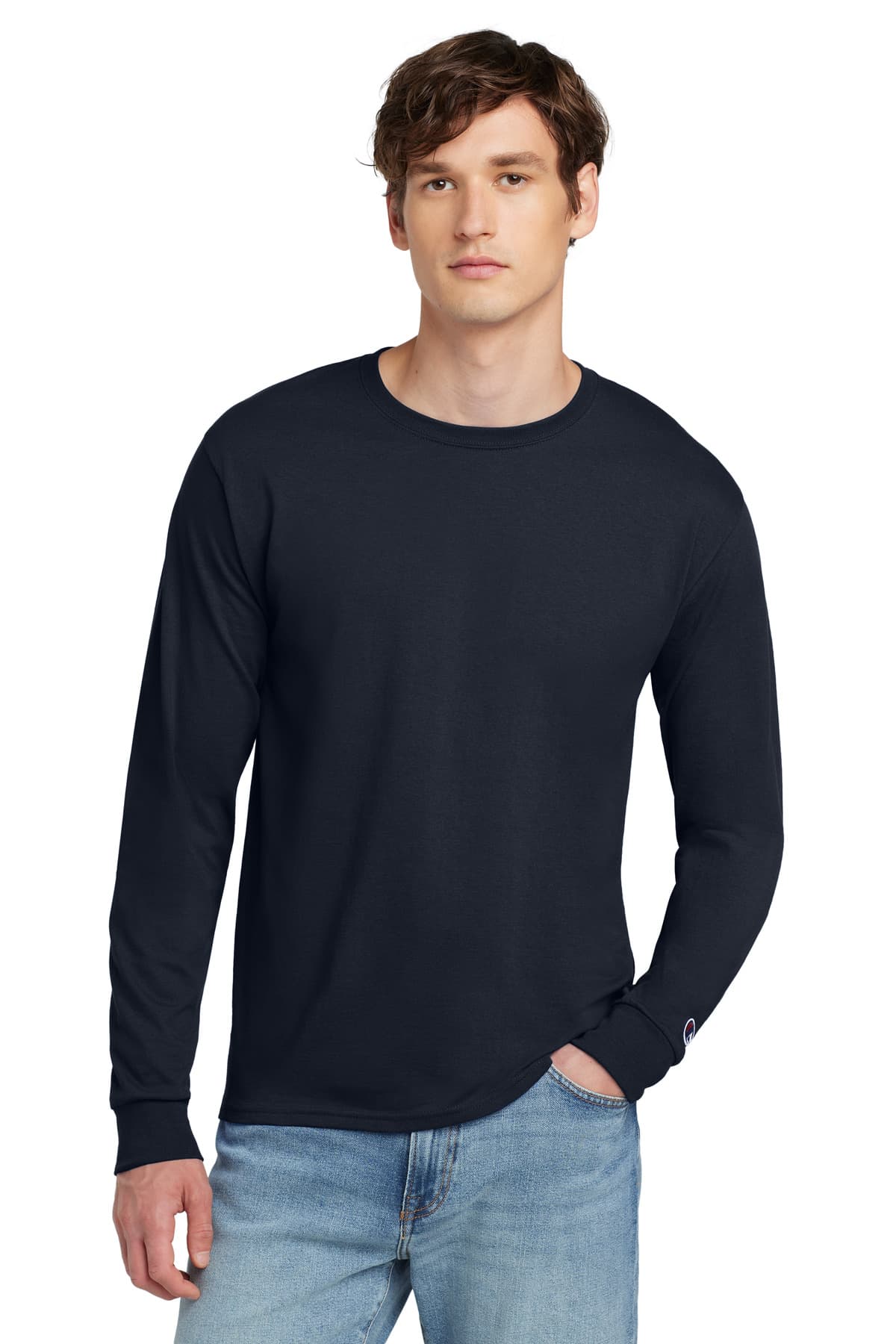 Champion ® Jersey Long Sleeve Tee — Navy