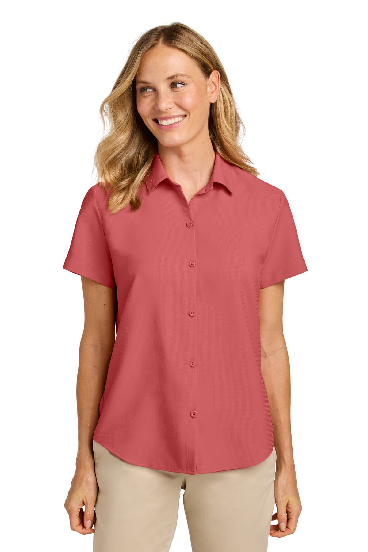 Port Authority ® Women's Short Sleeve UV Dockside Shirt — Coral Reef