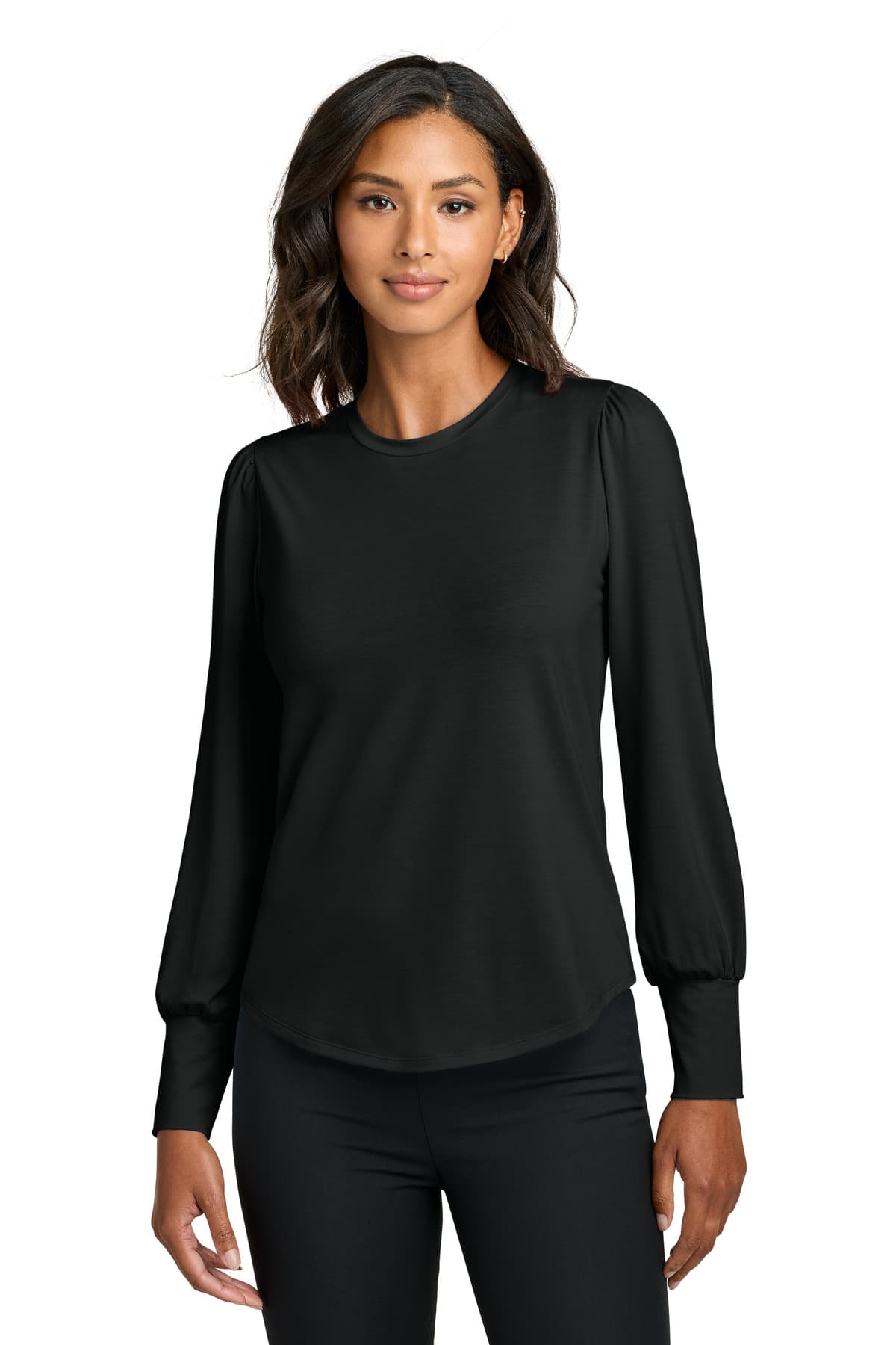 Mercer+Mettle ® Women's Stretch Jersey Long Sleeve Blouson Top — Deep Black