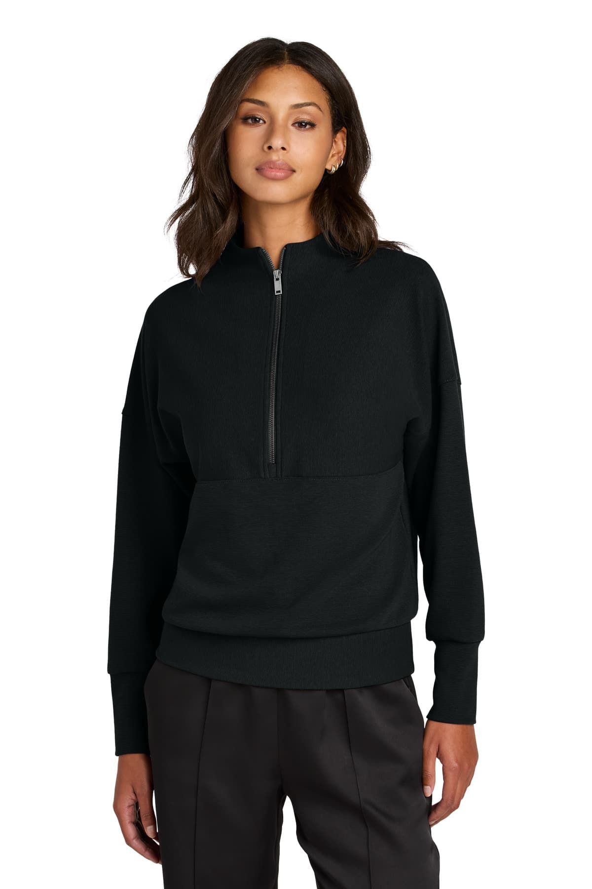 Mercer+Mettle ® Women's Linear Texture 1/4-Zip — Deep Black