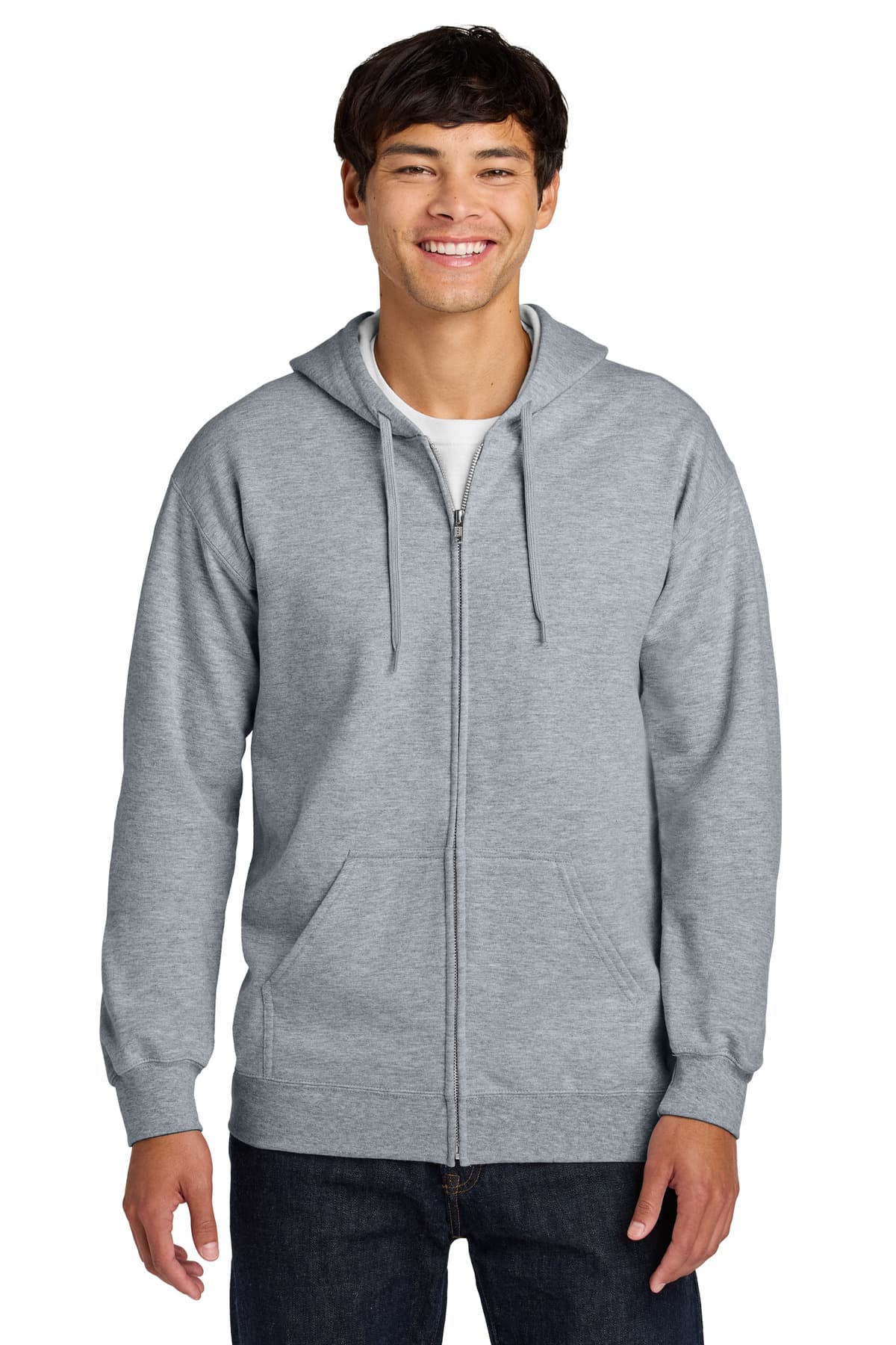 Gildan Softstyle ® Midweight Fleece Full-Zip Hooded Sweatshirt — Ring Spun Sport Grey