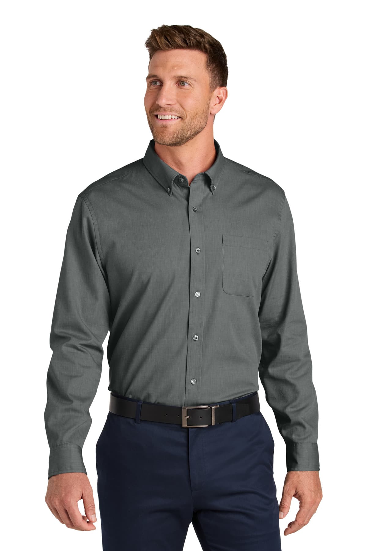 Port Authority ® Long Sleeve Nailhead Easy Care Shirt — Deep Black
