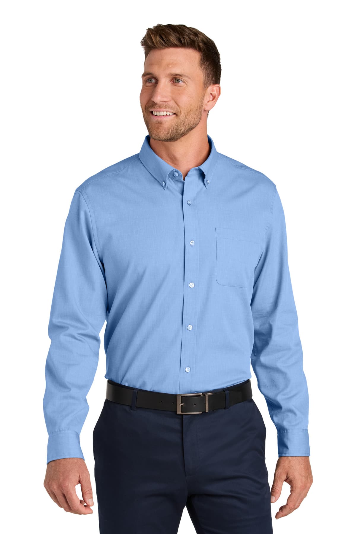 Port Authority ® Long Sleeve Nailhead Easy Care Shirt — Swiss Blue