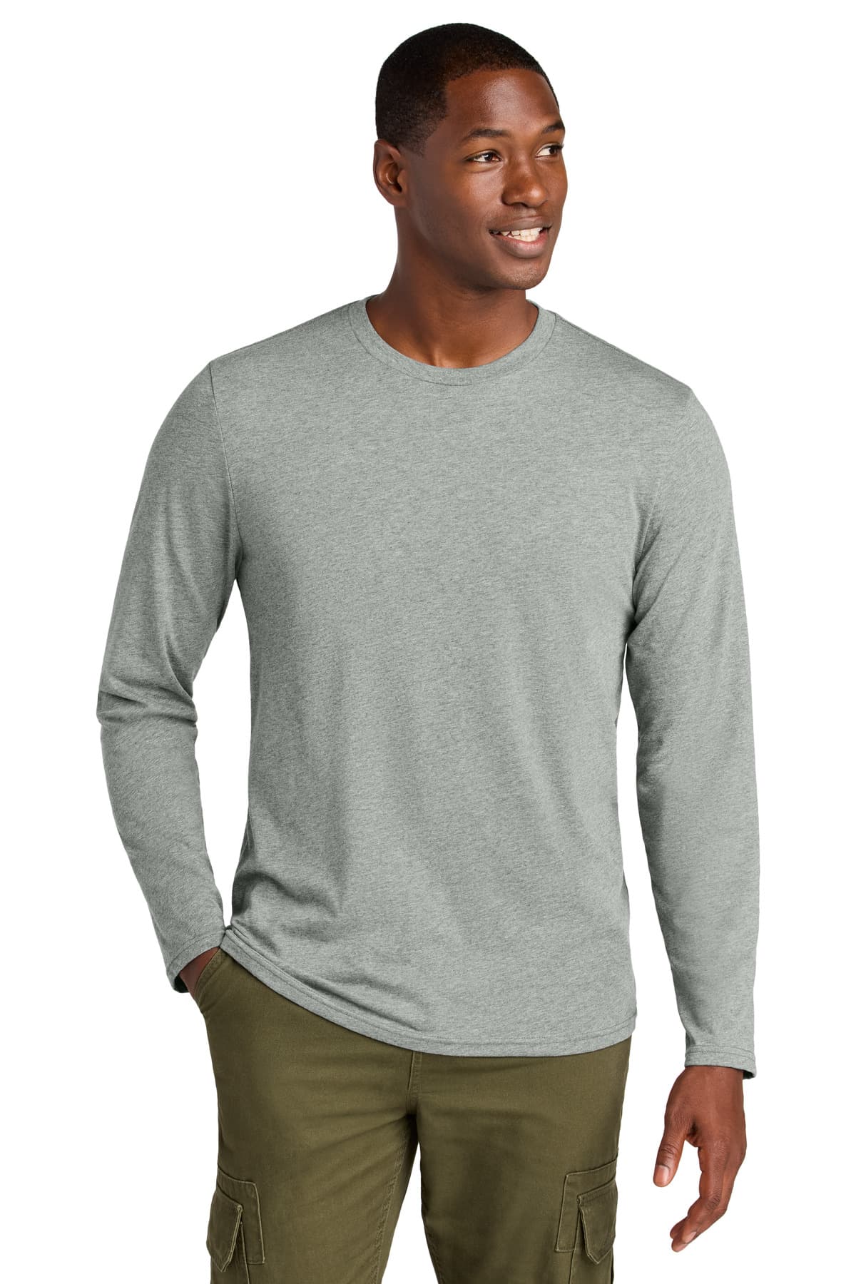 District ® Perfect Weight ® CVC Long Sleeve Tee — Light Heather Grey