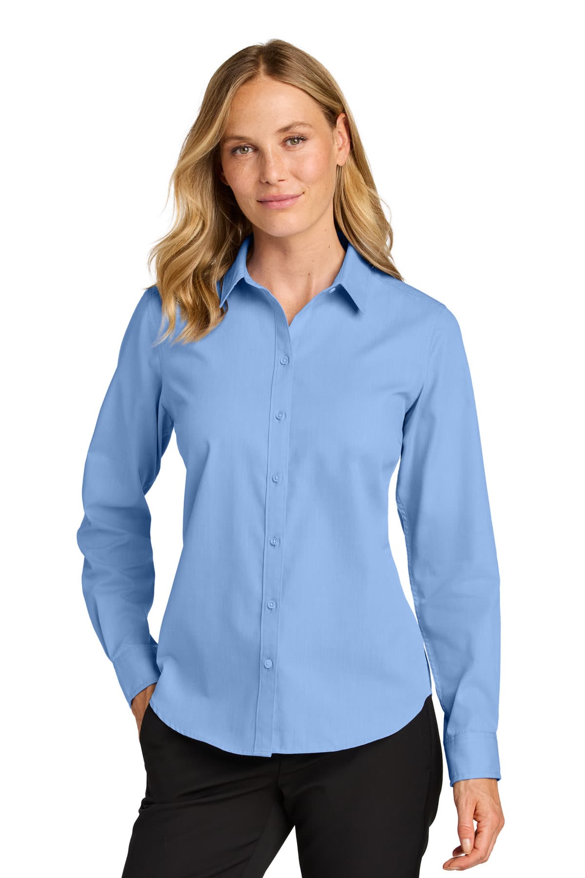 Port Authority ® Women's Long Sleeve Nailhead Easy Care Shirt — Swiss Blue