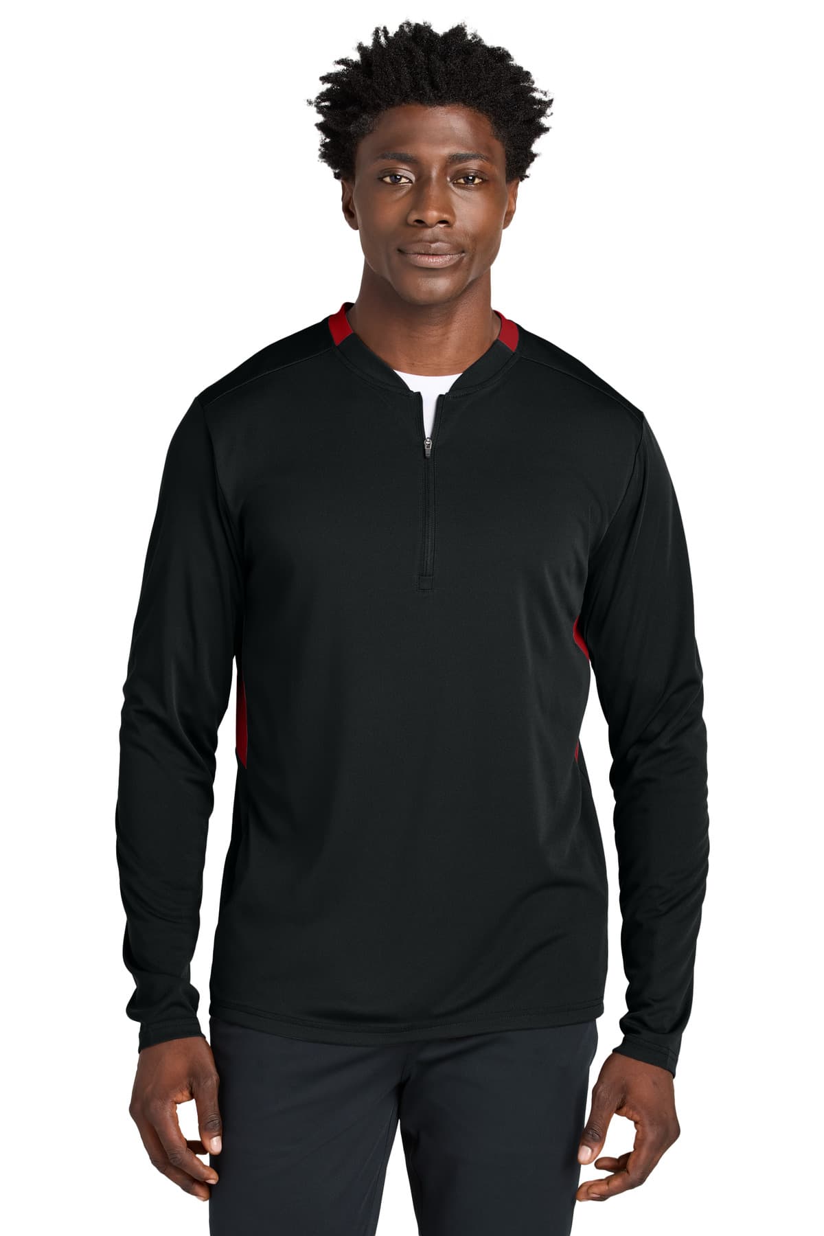 Sport-Tek ® Club 1/4-Zip Pullover — Black/ Deep Red
