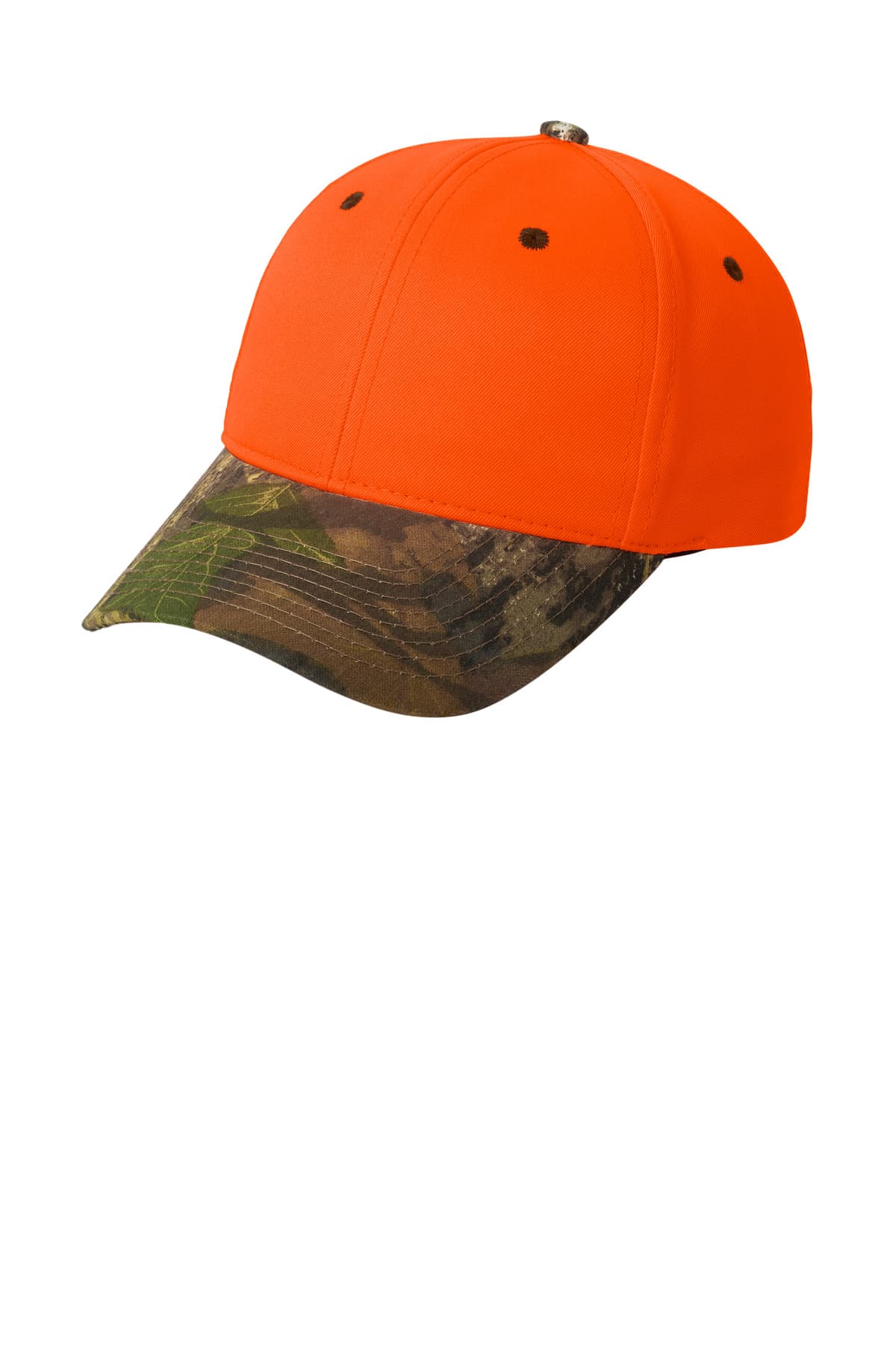 Port Authority ® Enhanced Visibility Cap with Camo Brim — Orange Blaze/ Mossy Oak New Break-Up