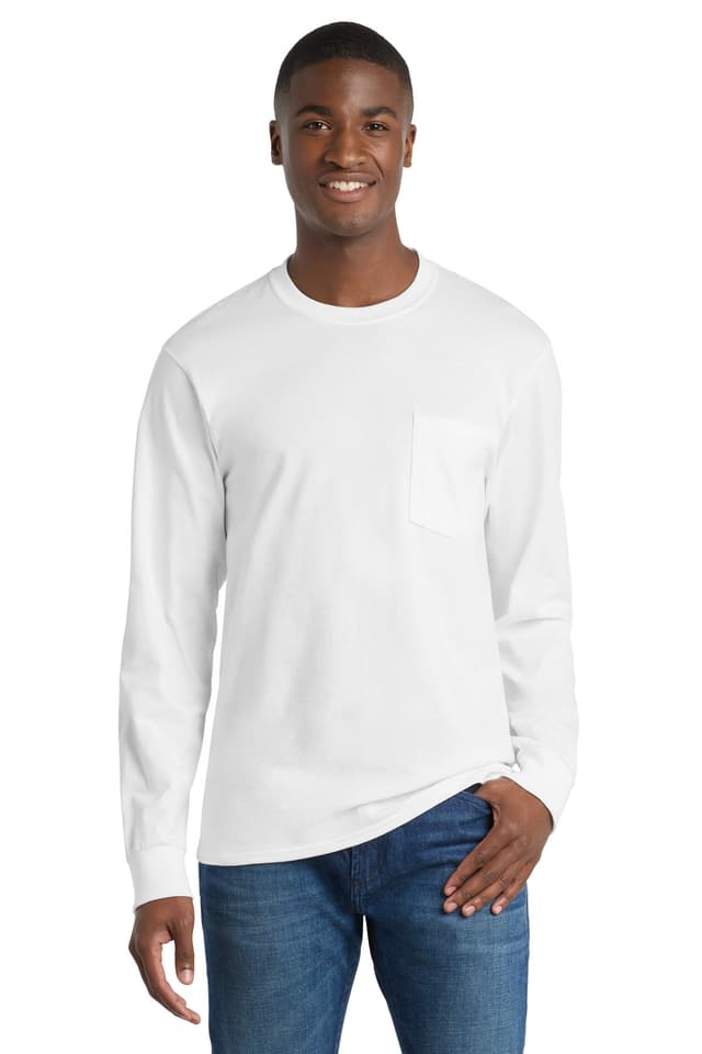 Port & Co  Tall Long Sleeve Essential Pocket Tee