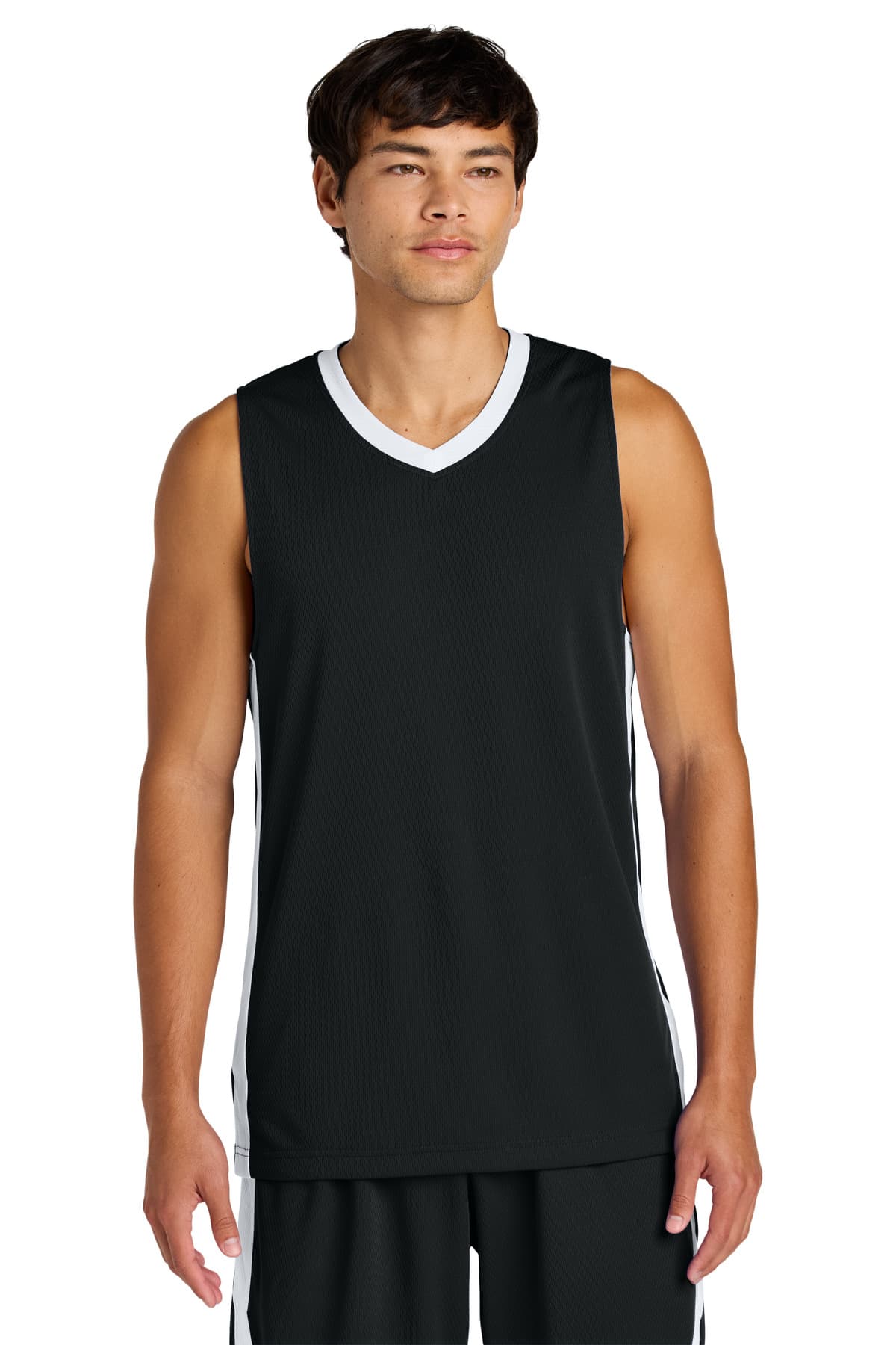 Sport-Tek ® Rival Basketball Rev Jersey — Black/ White