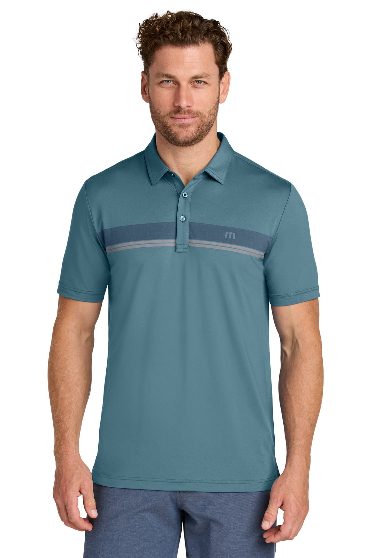 TravisMathew Glenview Stripe Polo — Stellar Blue