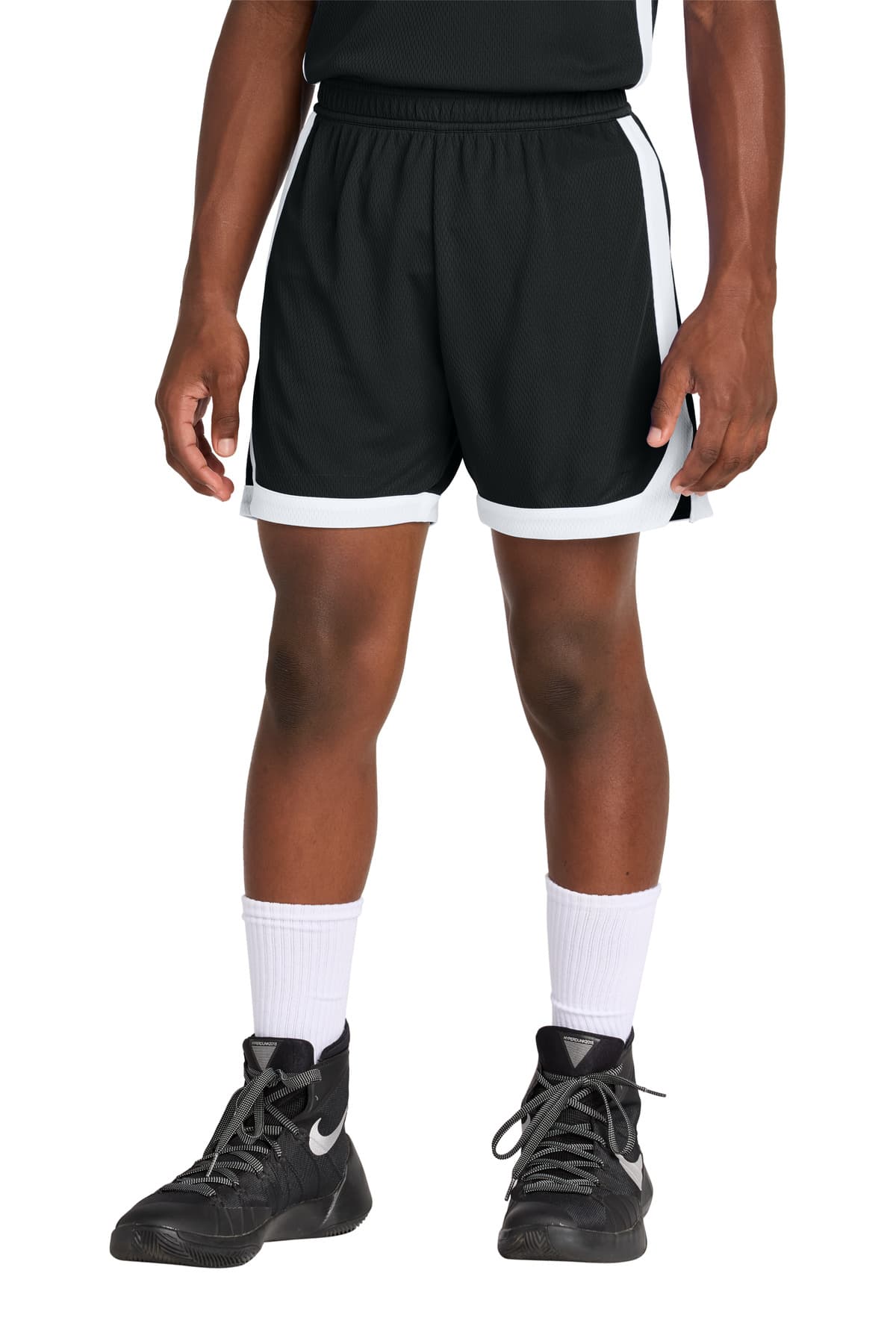 Sport-Tek ® Youth Rival Basketball 5' Short — Black/ White