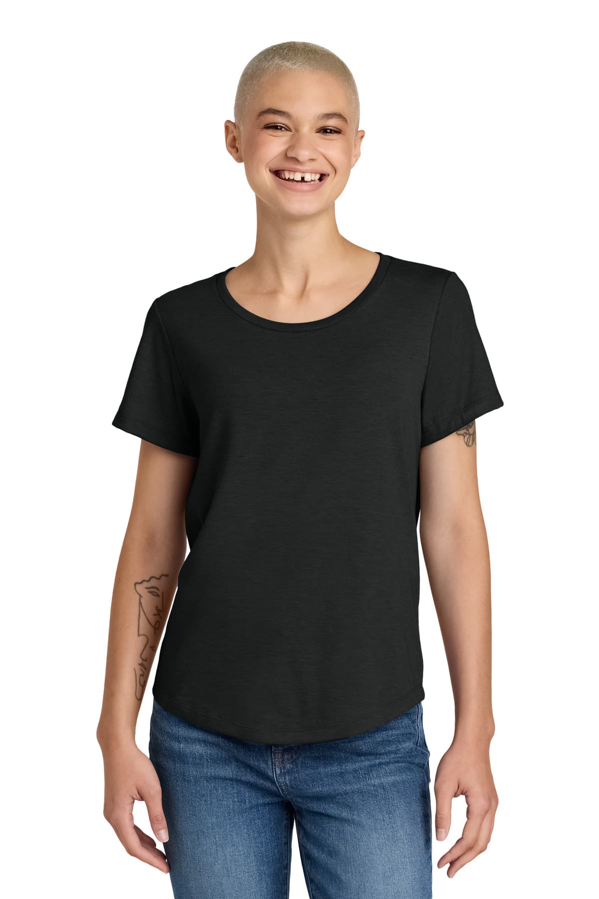 Allmade ® Women's Relaxed Tri-Blend Scoop Neck Tee — Deep Black