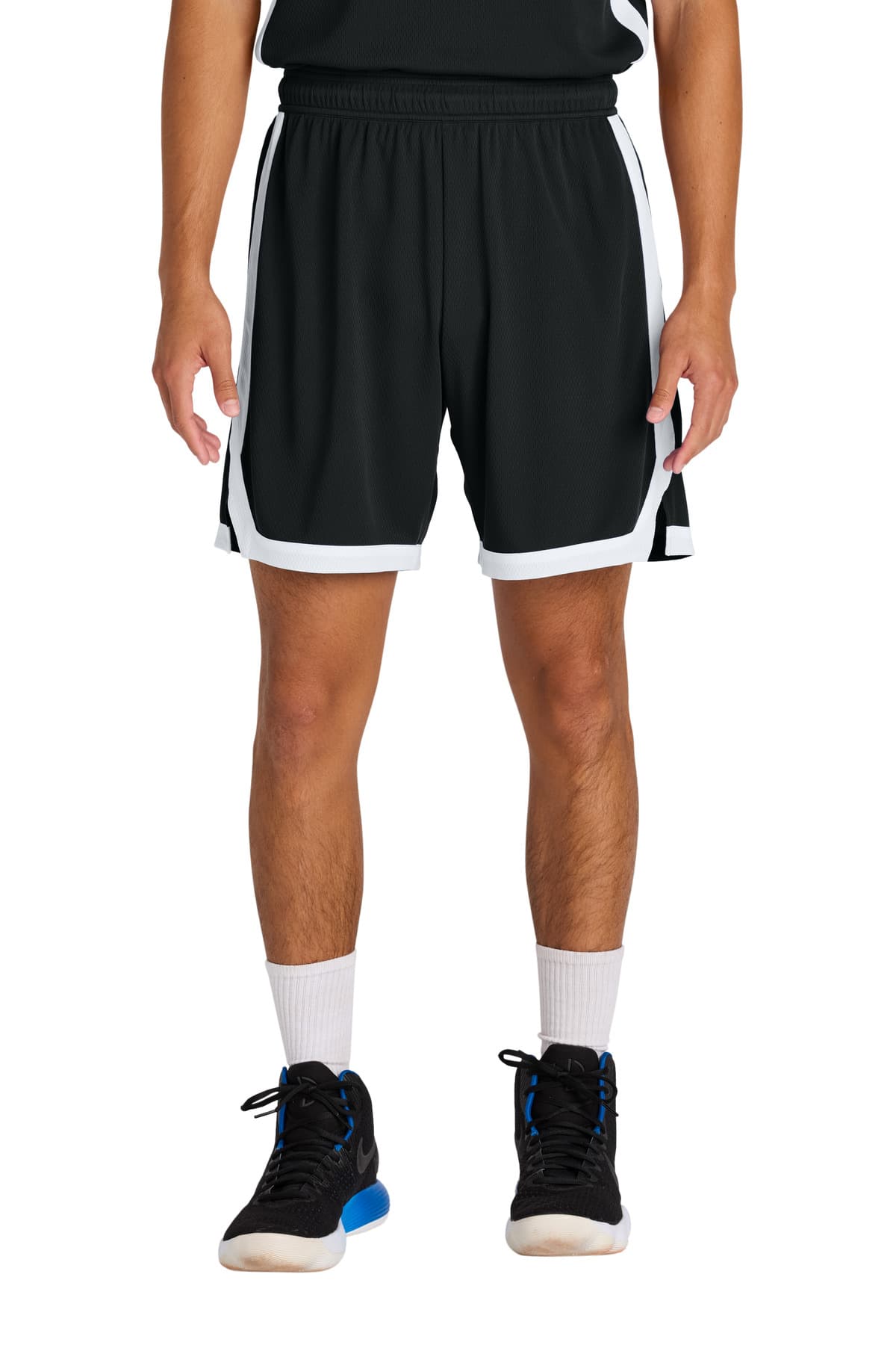 Sport-Tek ® Rival Basketball 7'Short — Black/ White