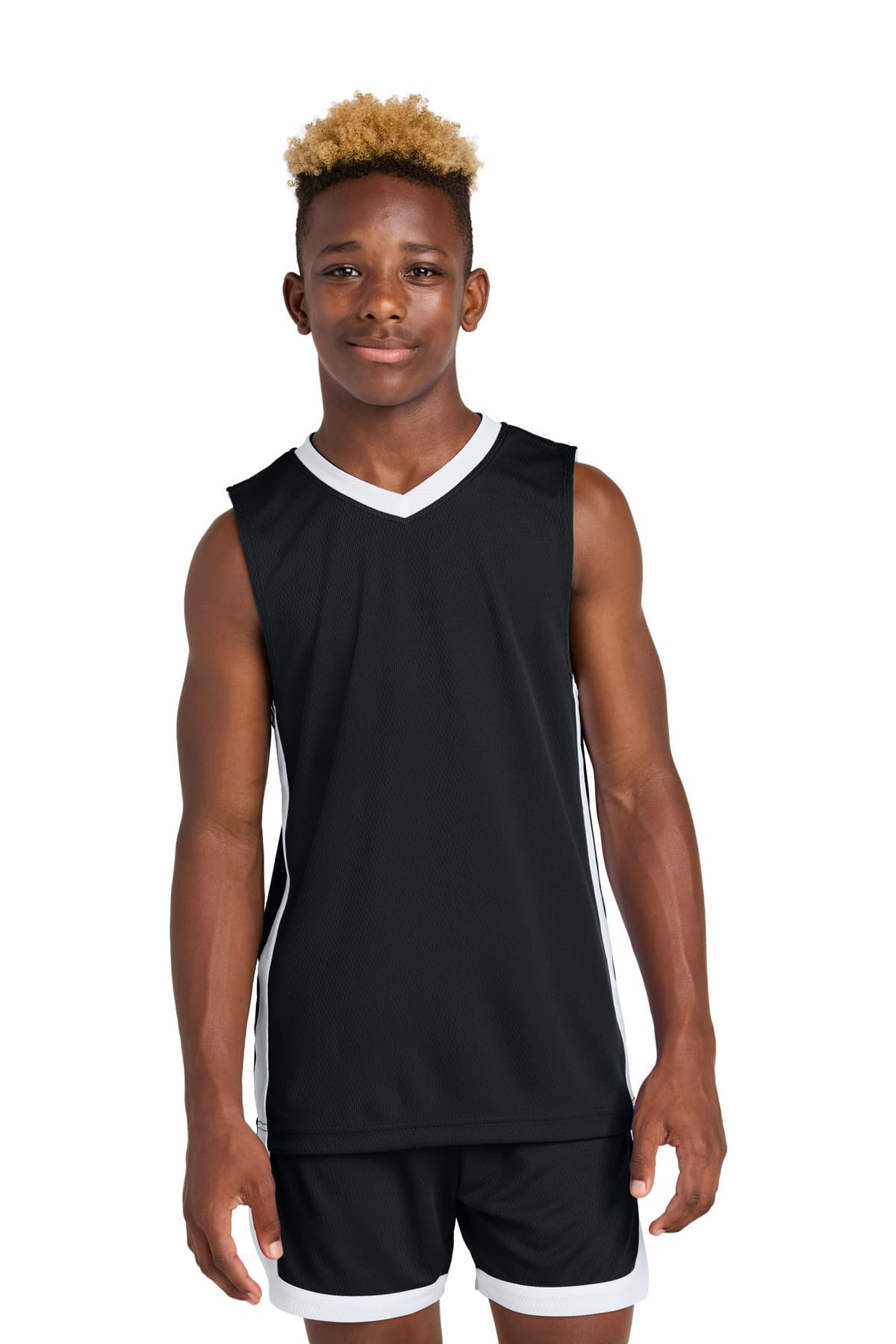Sport-Tek ® Youth Rival Basketball Rev Jersey — Black/ White