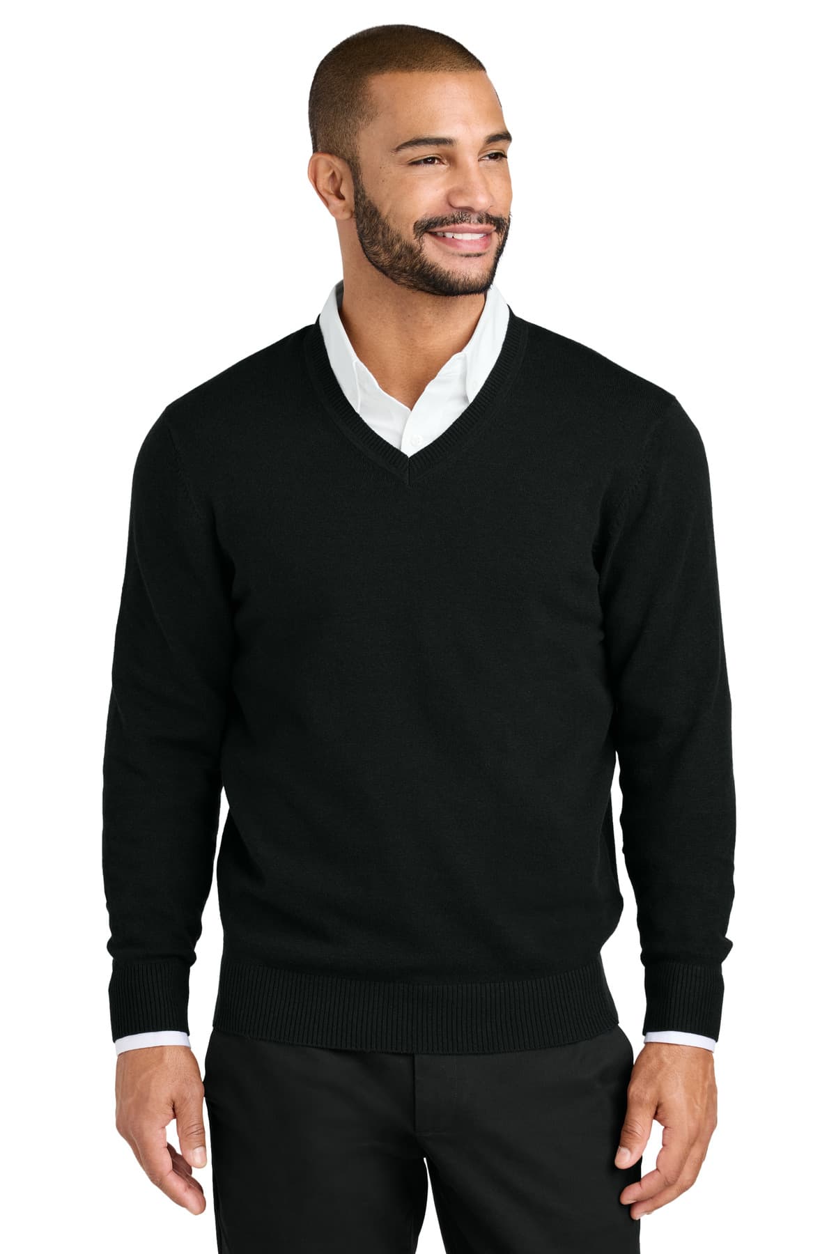 Port Authority ® Easy Care V-Neck Sweater — Deep Black