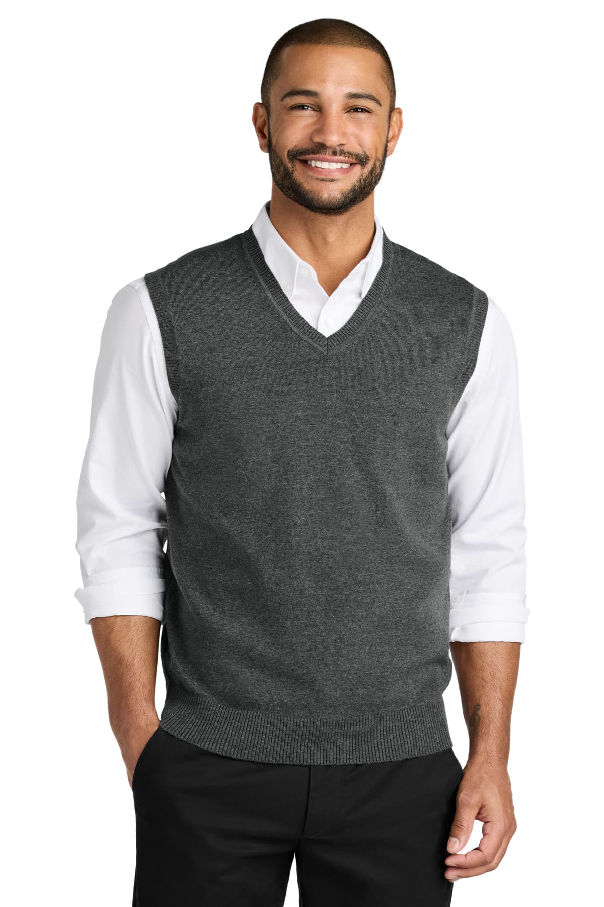 Port Authority ® Easy Care Sweater Vest — Charcoal Heather