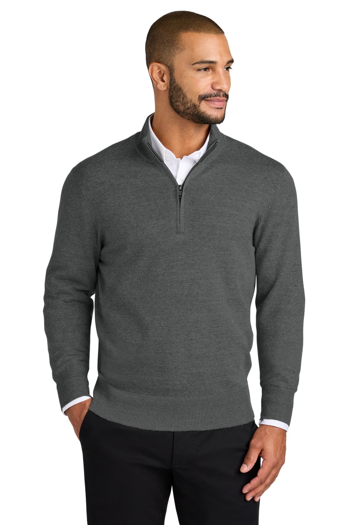 Port Authority ® Easy Care 1/4-Zip Sweater — Charcoal Heather